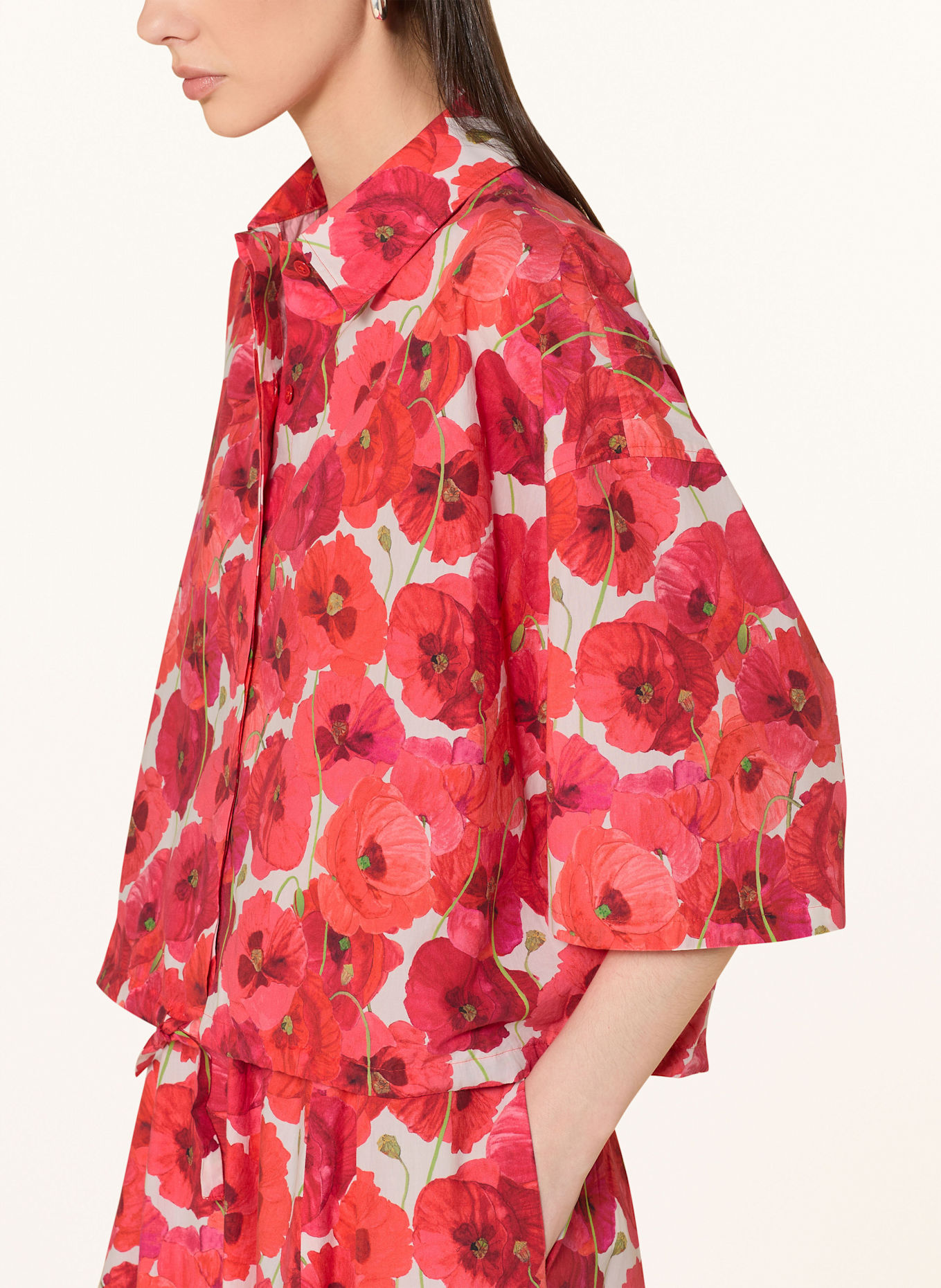 DRYKORN Hemdbluse LAINAY mit 3/4-Arm: ROT/ WEISS/ GRÜN