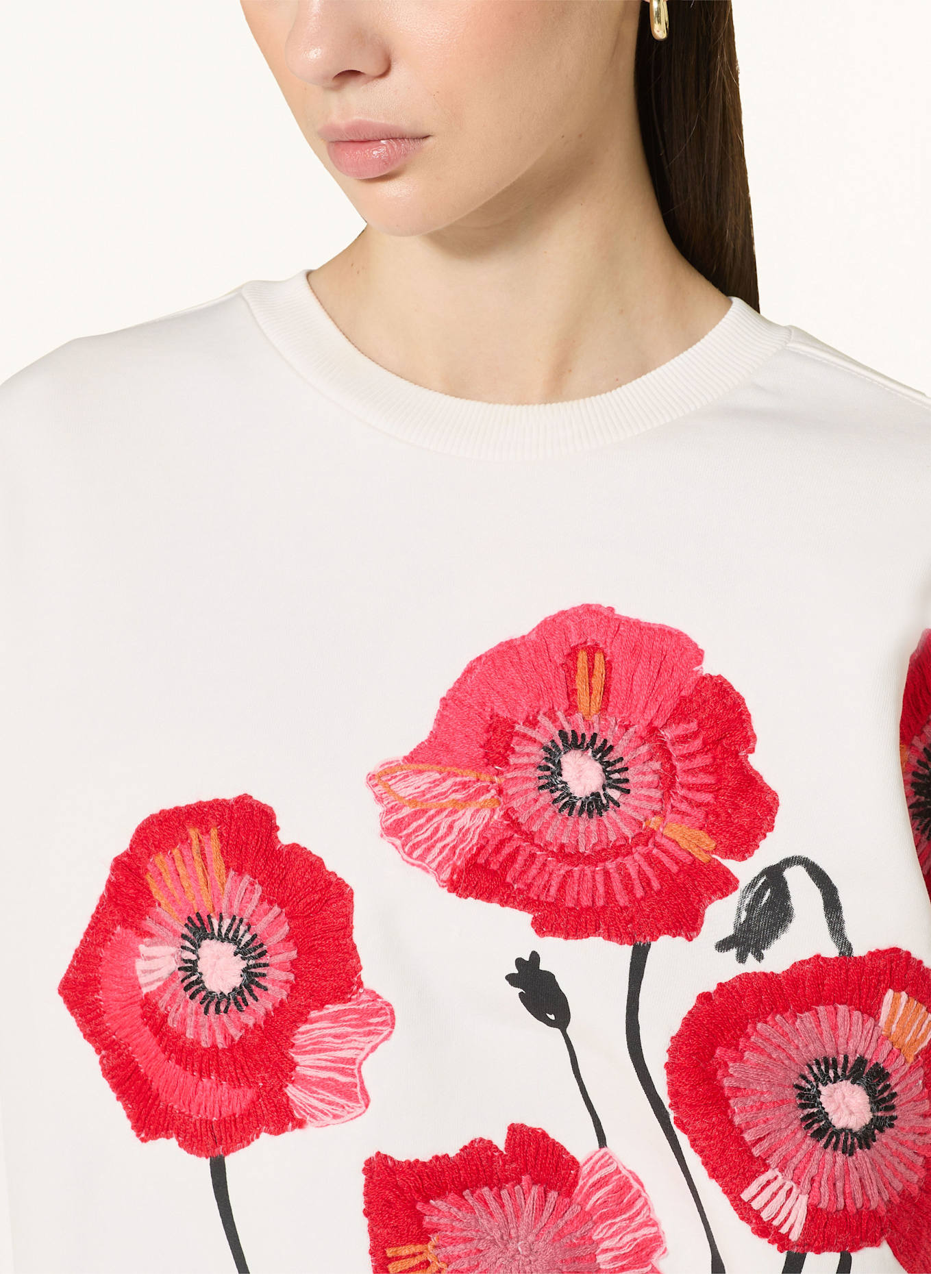 DRYKORN Sweatshirt ASTERA: ECRU/ ROT/ SCHWARZ