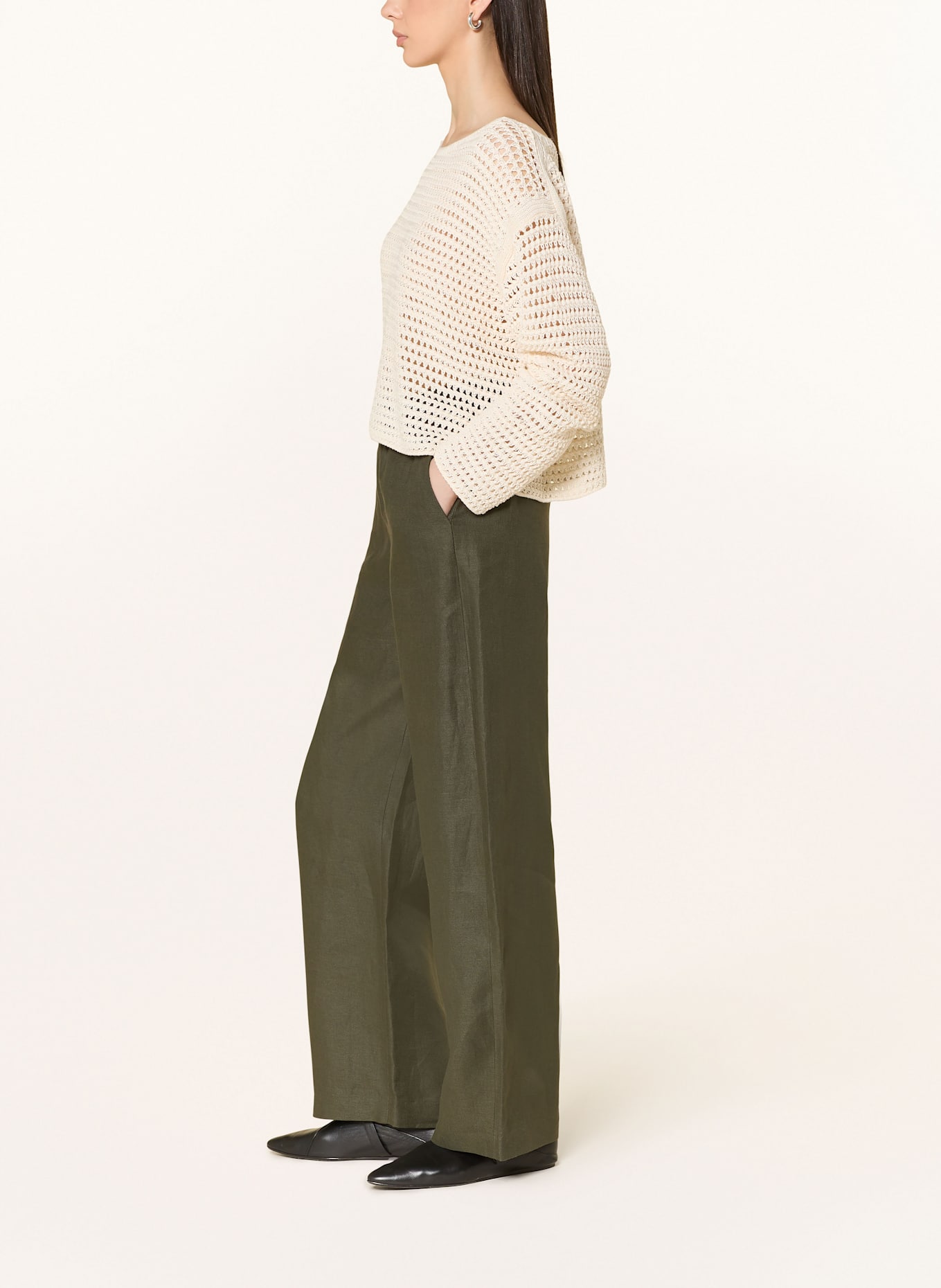 DRYKORN Marlenehose CONSIDER aus Leinen: DUNKELGRÜN
