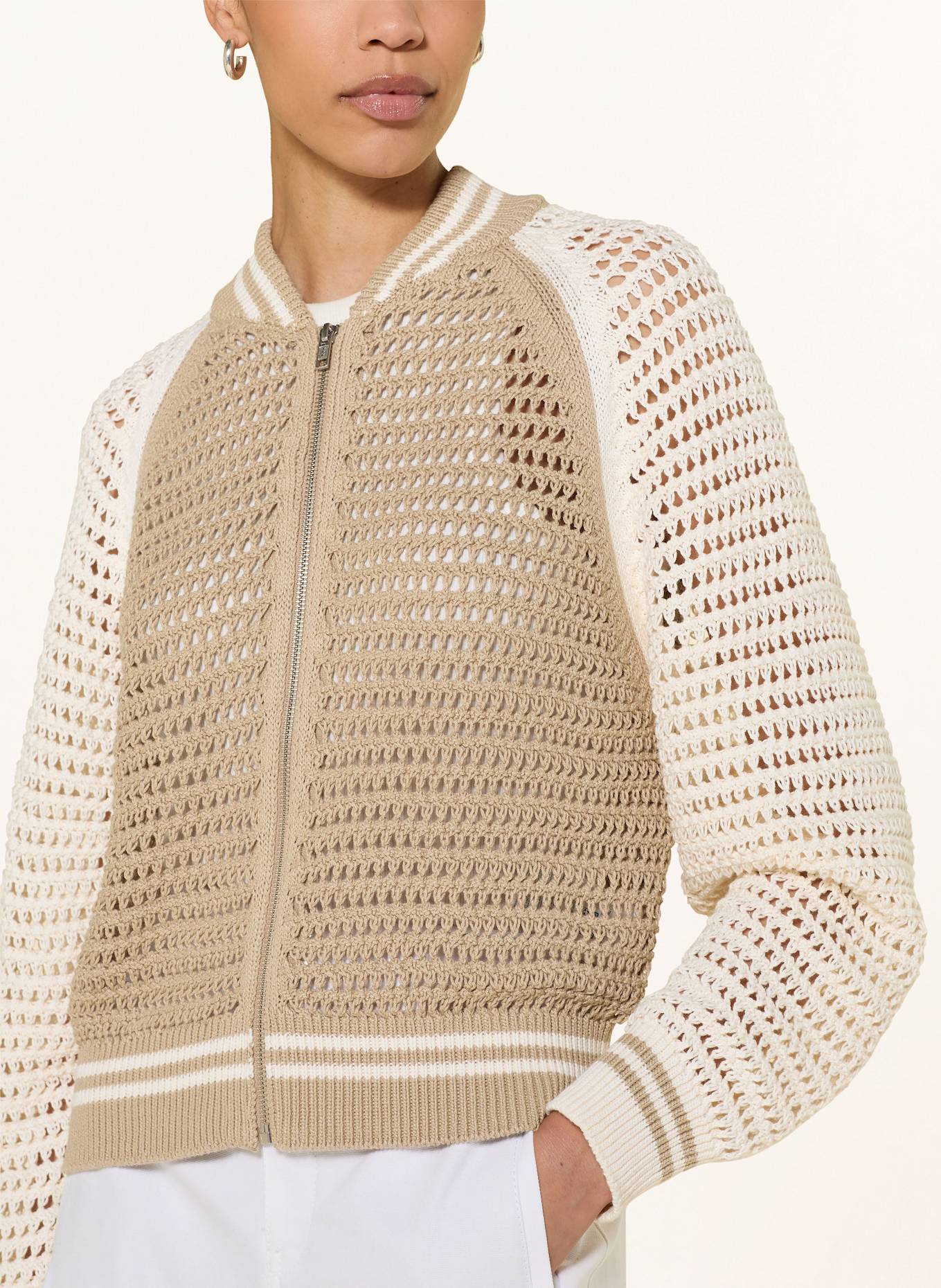 DRYKORN Häkelblouson NALFY: HELLBRAUN / CREME