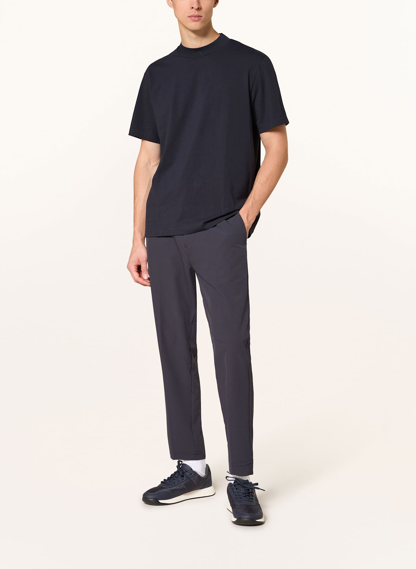 BOSS T-Shirt COLLAR ZONE: DUNKELBLAU