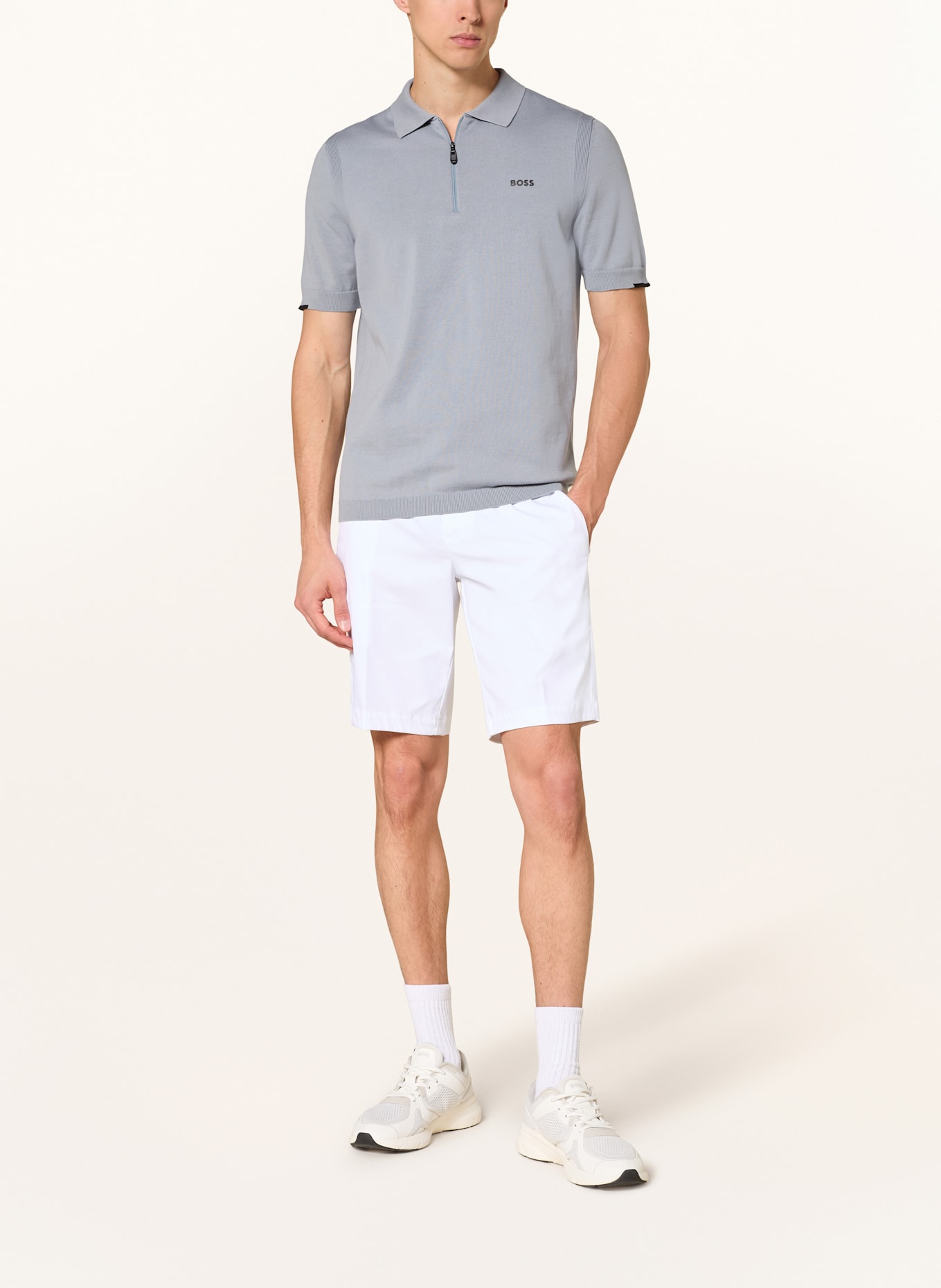 BOSS Strick-Poloshirt EVER: GRAU