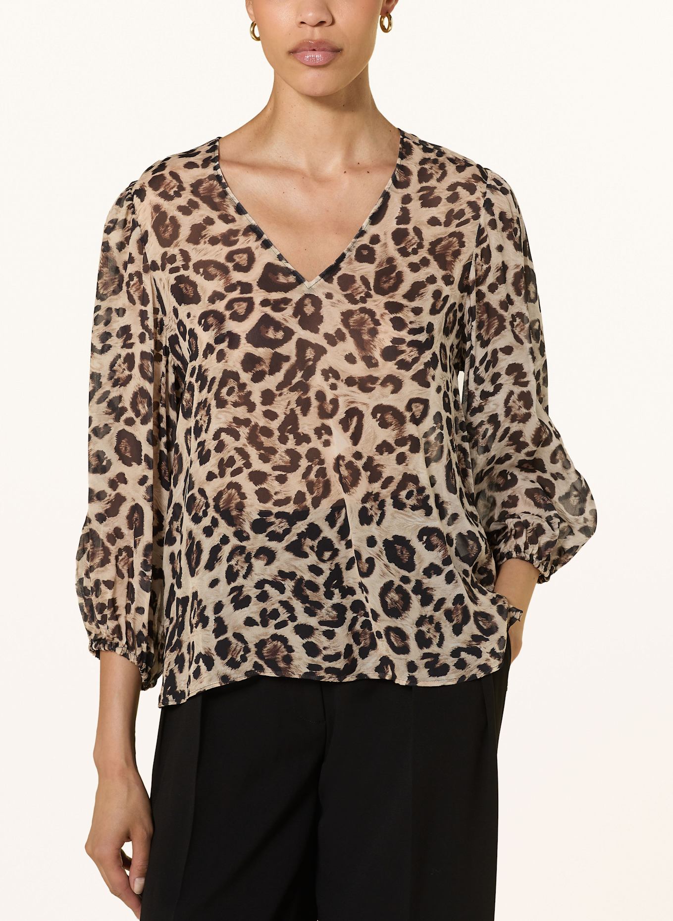 FrogBox Blusenshirt mit 3/4-Arm: BEIGE / BRAUN / SCHWARZ