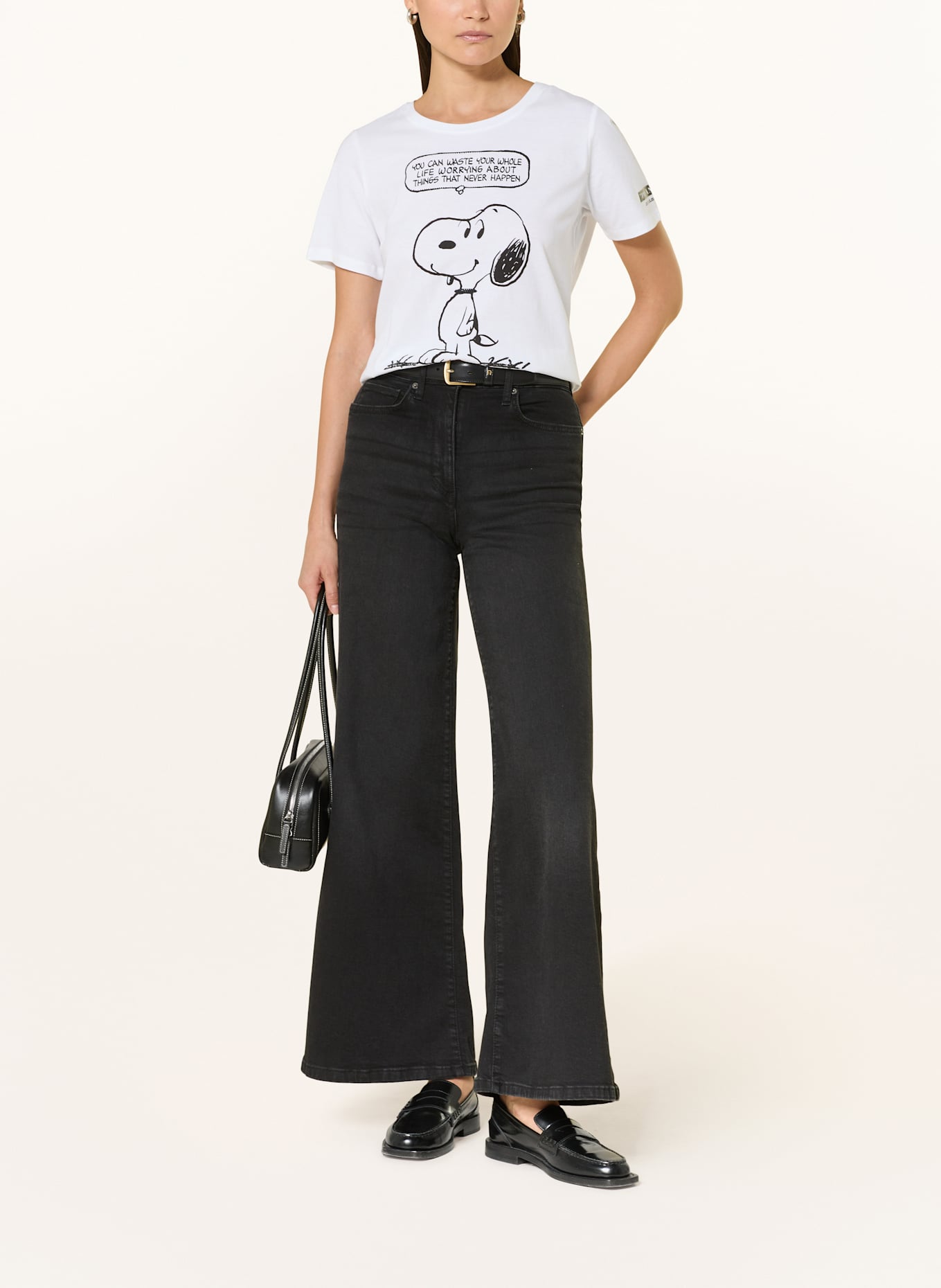 FrogBox SNOOPY T-shirt with decorative gems: WHITE / BLACK