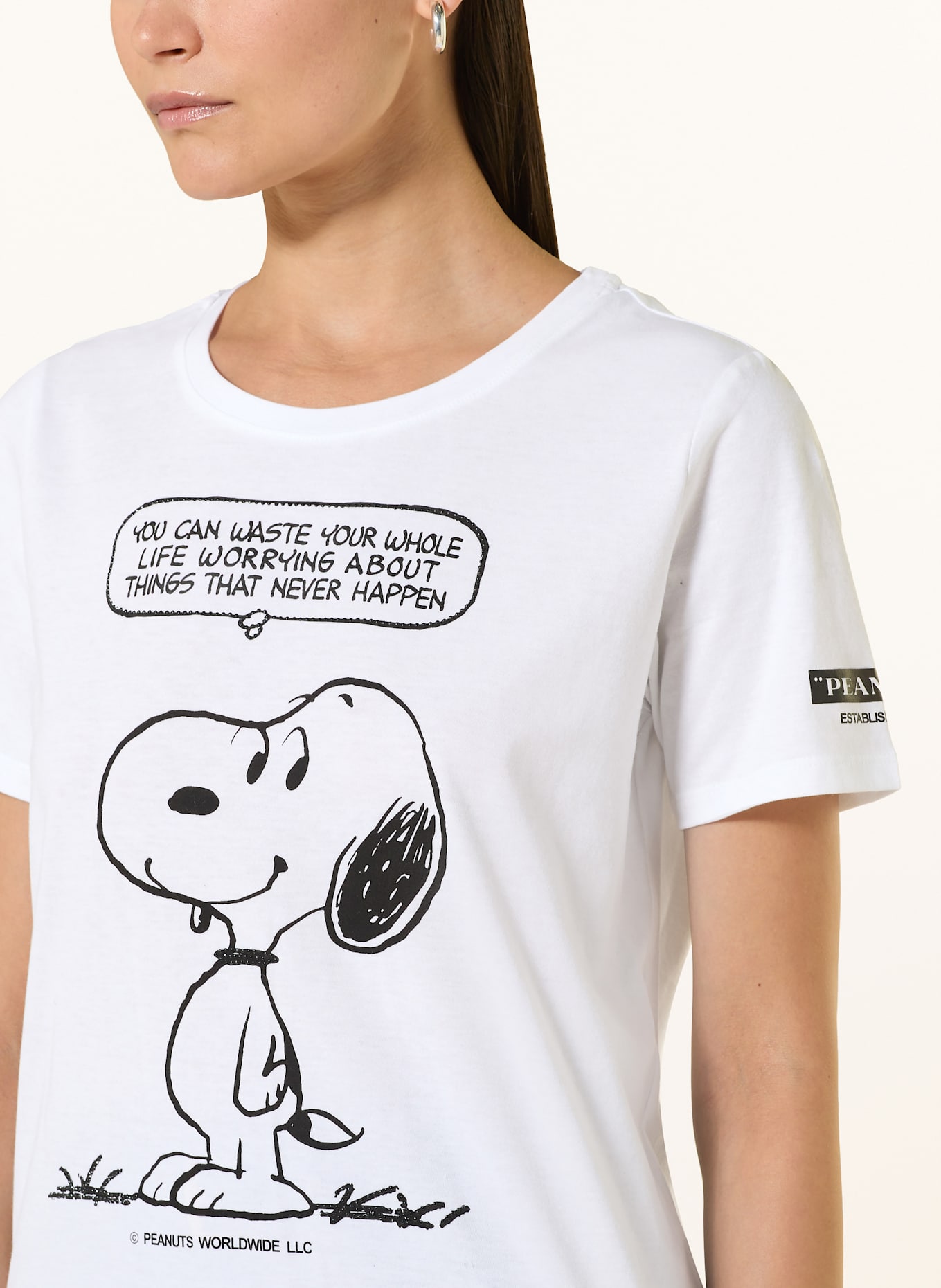 FrogBox SNOOPY T-shirt with decorative gems: WHITE / BLACK