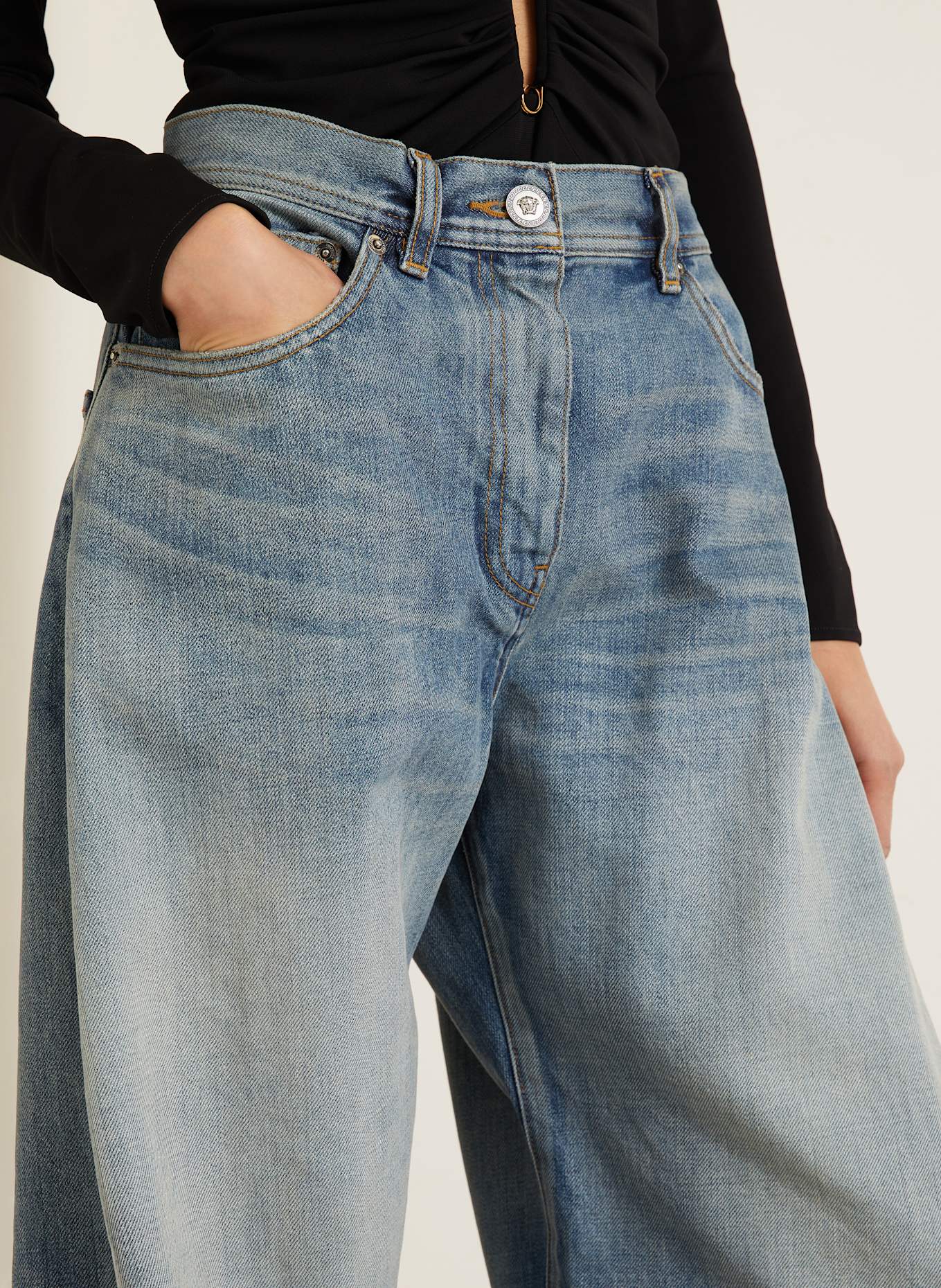 VERSACE Barrel Jeans: 1D800 Medium Blue