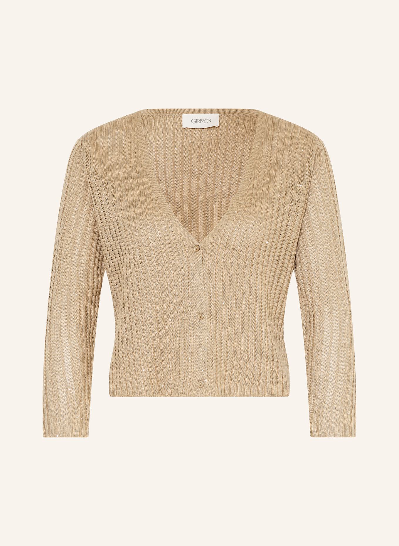 CARTOON Strickjacke mit Pailletten: HELLBRAUN