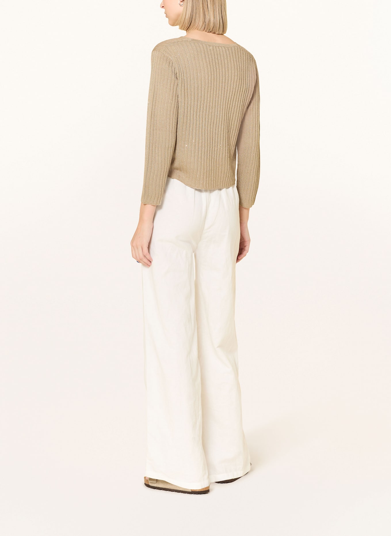 CARTOON Strickjacke mit Pailletten: HELLBRAUN