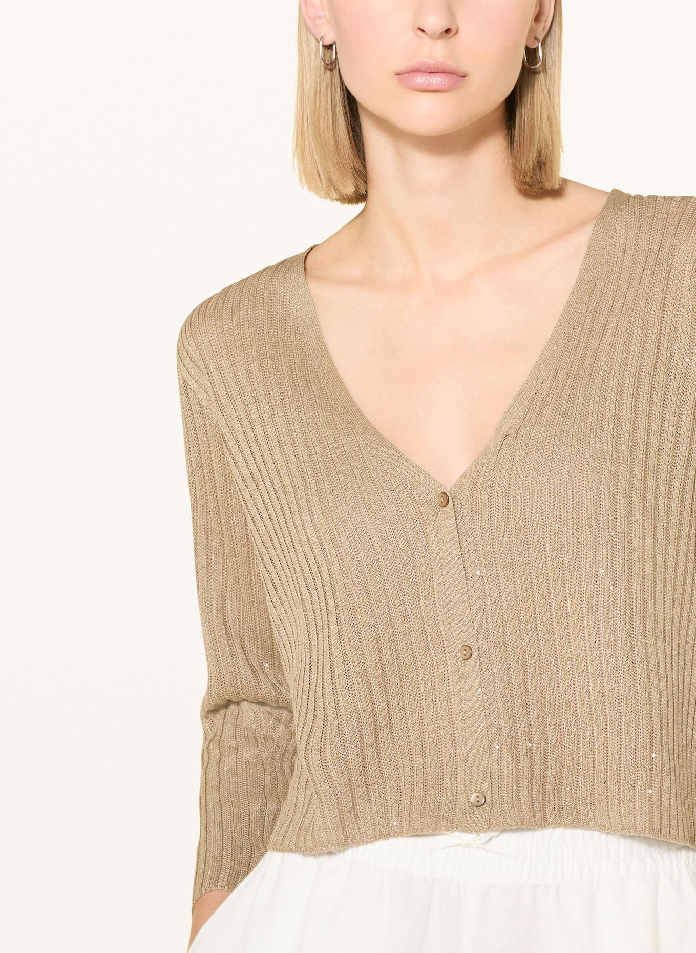 CARTOON Strickjacke mit Pailletten: HELLBRAUN