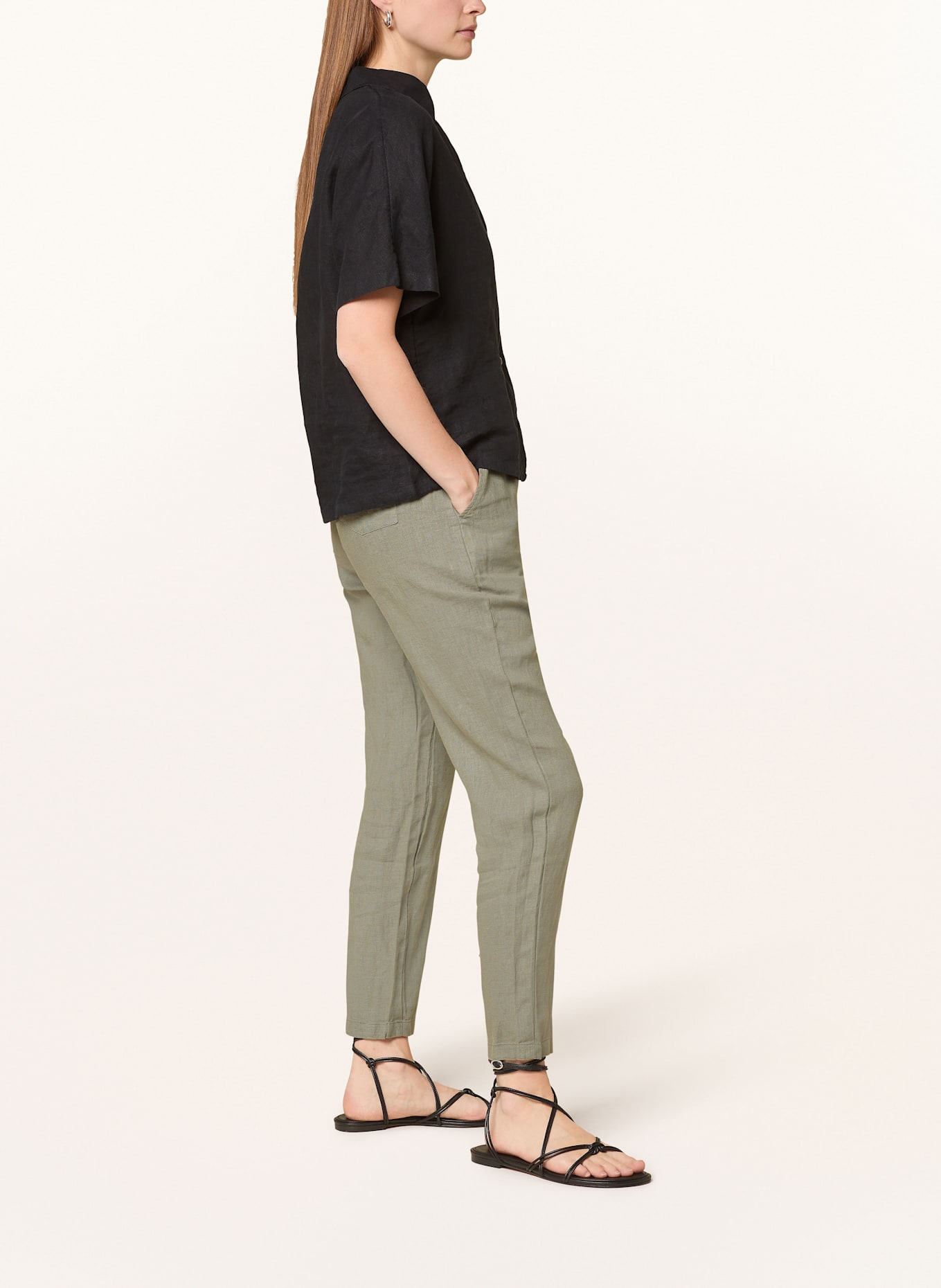 CARTOON Linen pants sort with glitter thread: GREEN