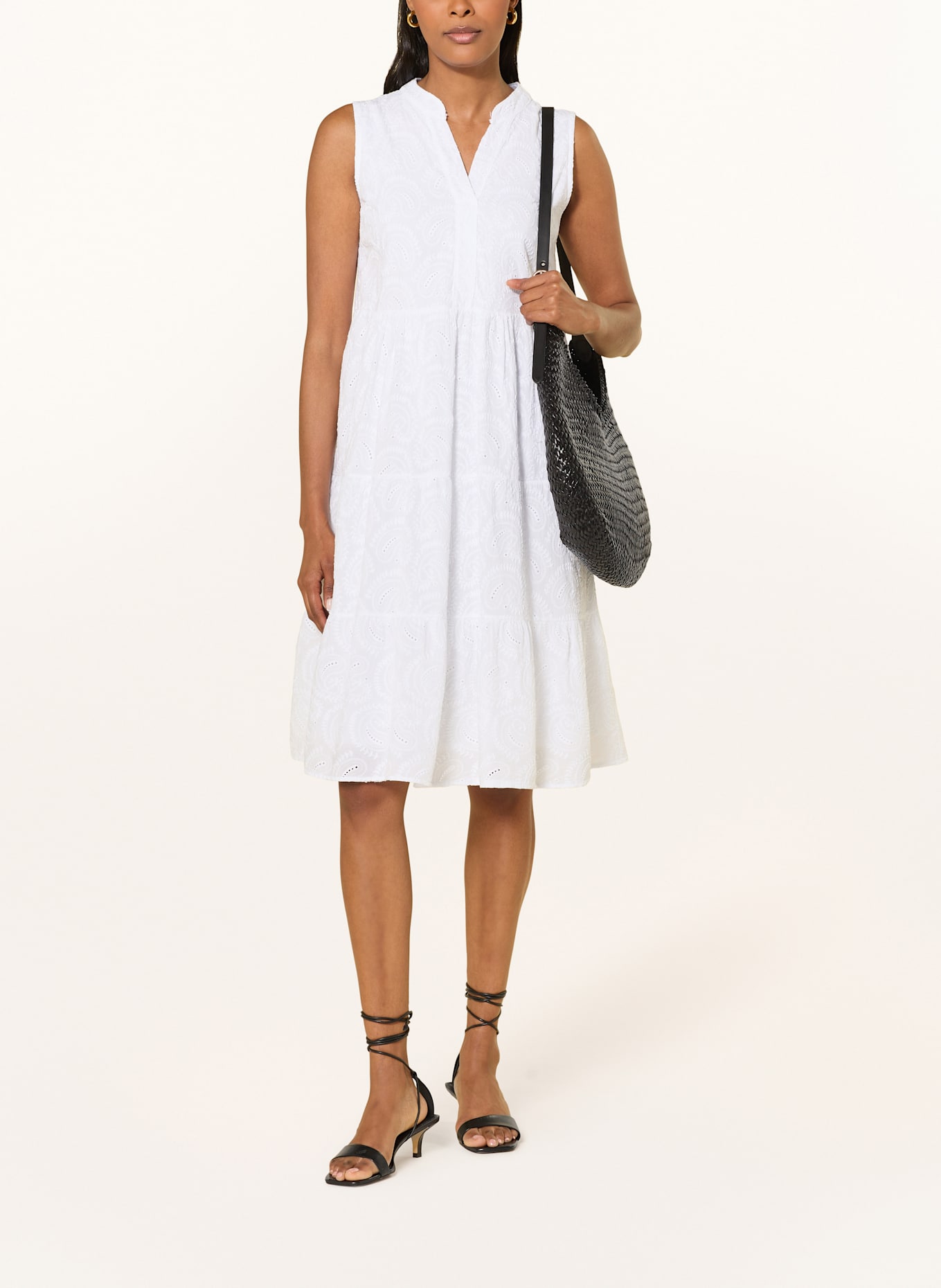 CARTOON Kleid mit Lochspitze: WEISS