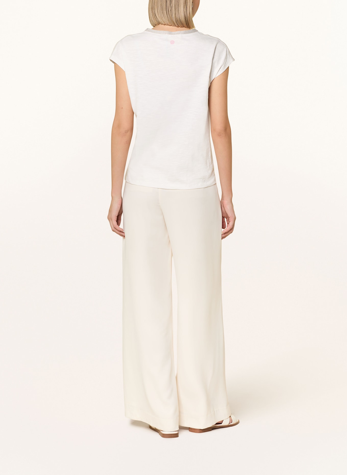 CARTOON T-Shirt mit Schmucksteinen und Glitzergarn: WEISS