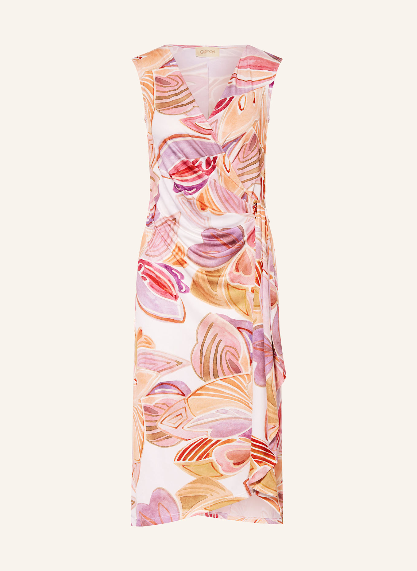 CARTOON Satinkleid in Wickeloptik: HELLORANGE / FUCHSIA / HELLLILA