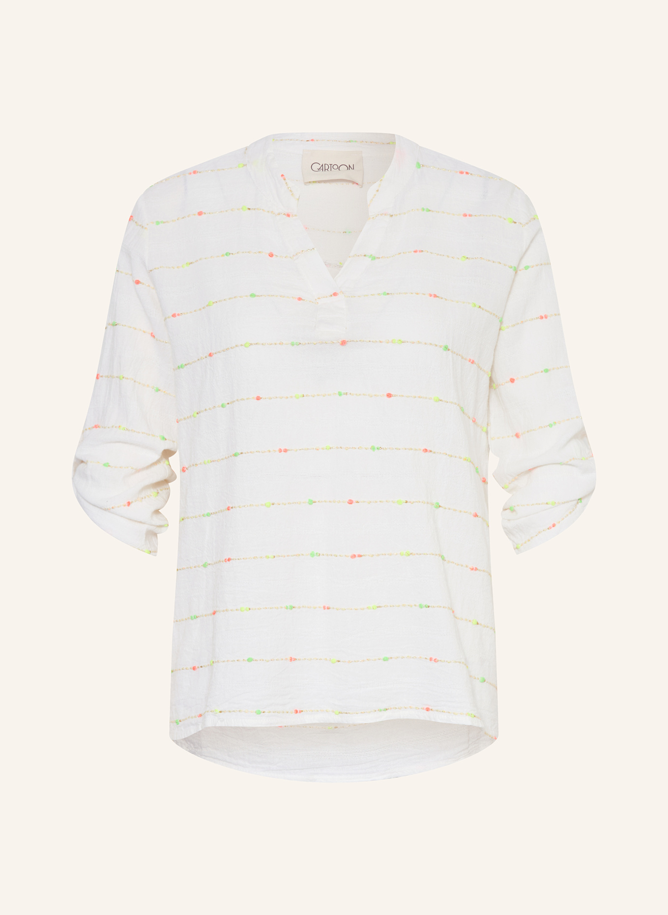 CARTOON Blusenshirt mit 3/4-Arm und Glitzergarn: ECRU
