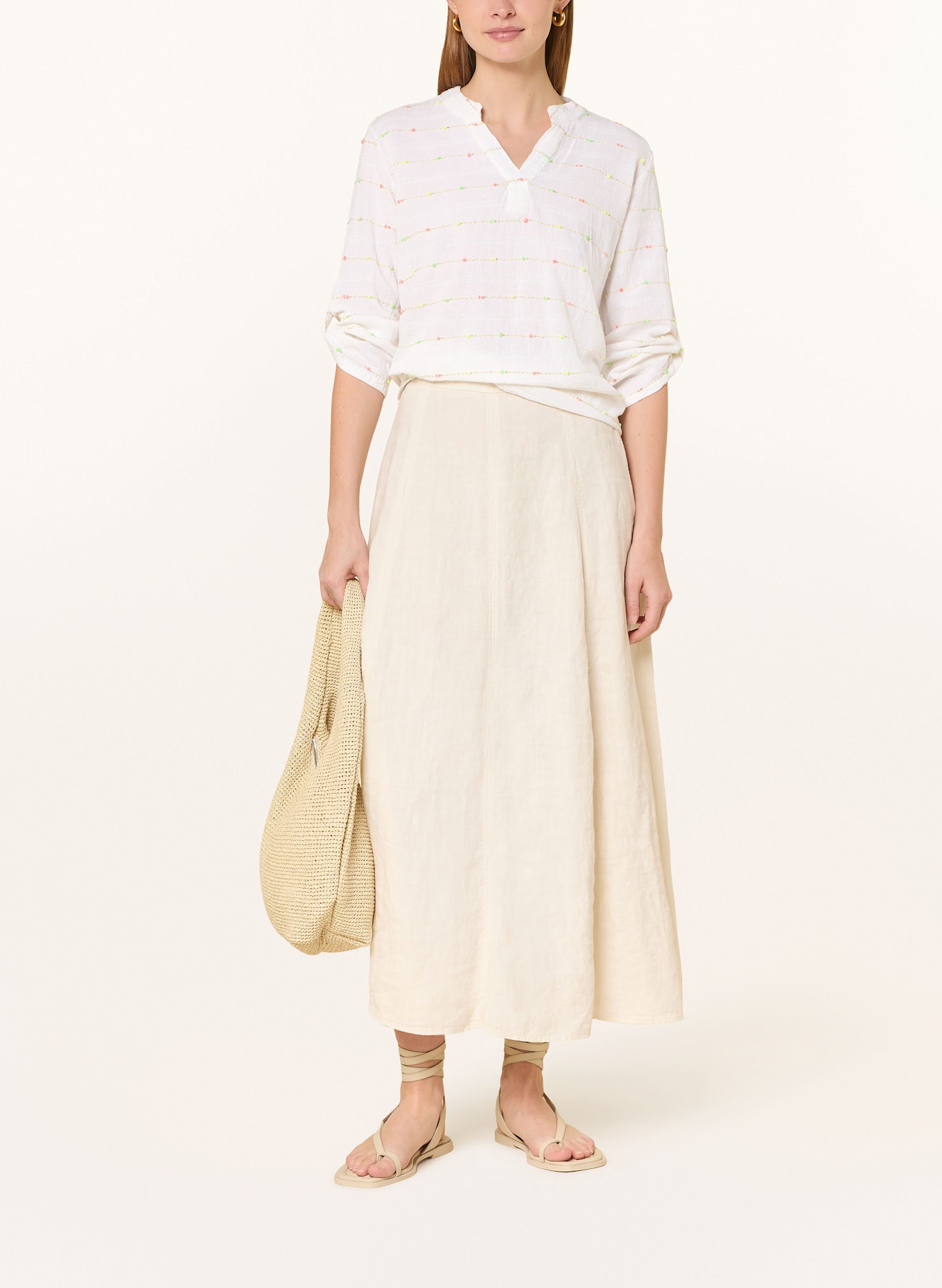 CARTOON Blusenshirt mit 3/4-Arm und Glitzergarn: ECRU