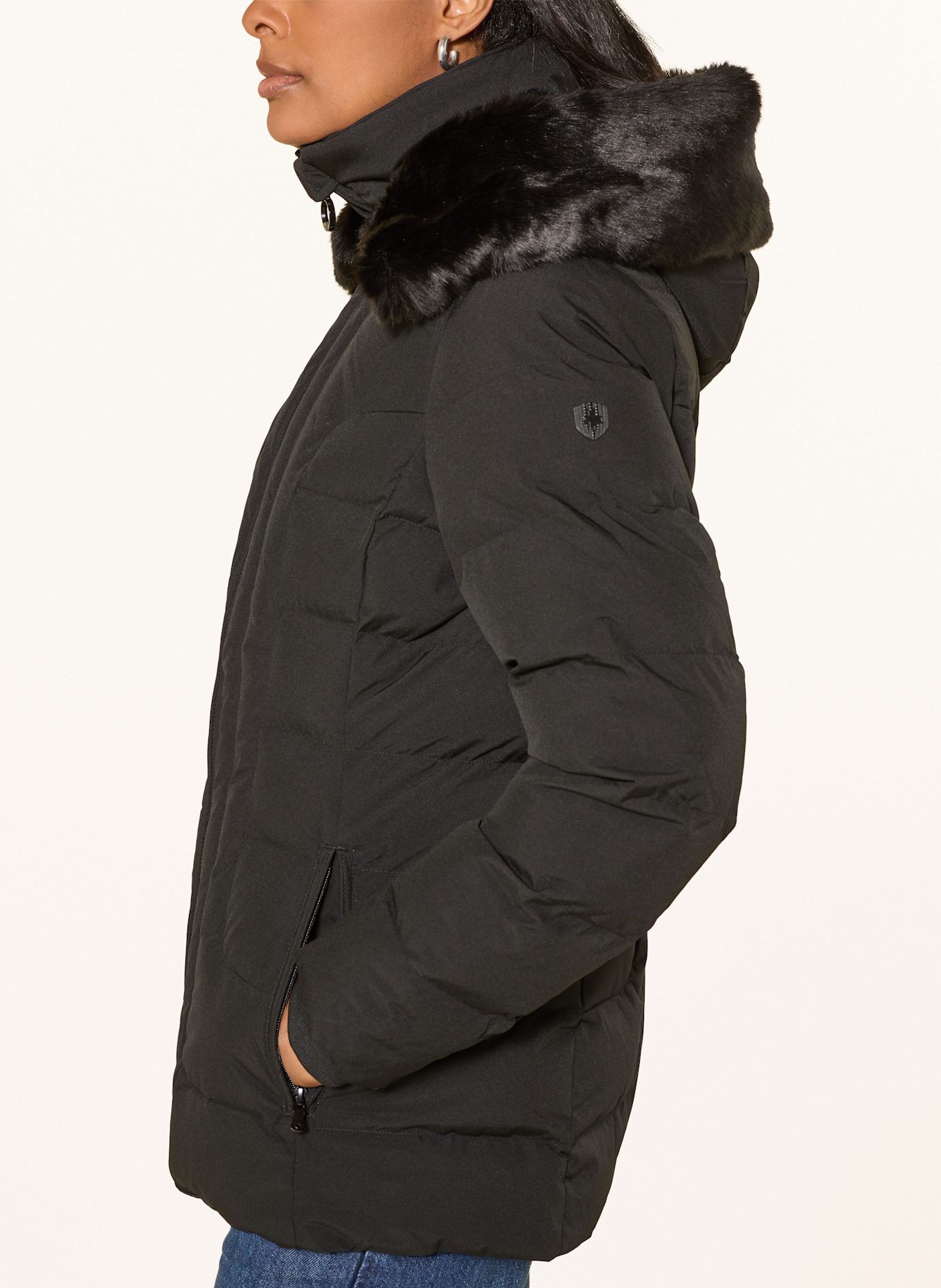 WELLENSTEYN Steppjacke BELVITESSE MEDIUM mit DUPONT™ SORONA®-Isolierung und abnehmbarem Kunstpelz: SCHWARZ