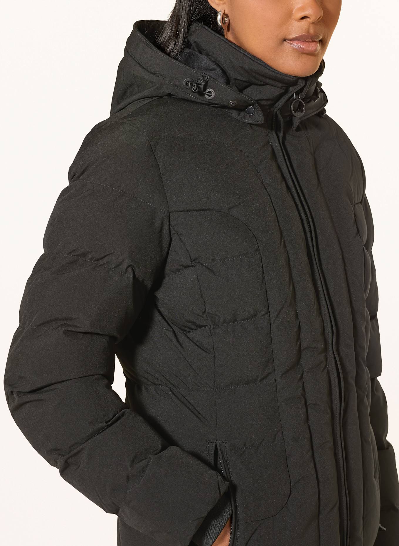 WELLENSTEYN Steppjacke BELVITESSE MEDIUM mit DUPONT™ SORONA®-Isolierung und abnehmbarem Kunstpelz: SCHWARZ