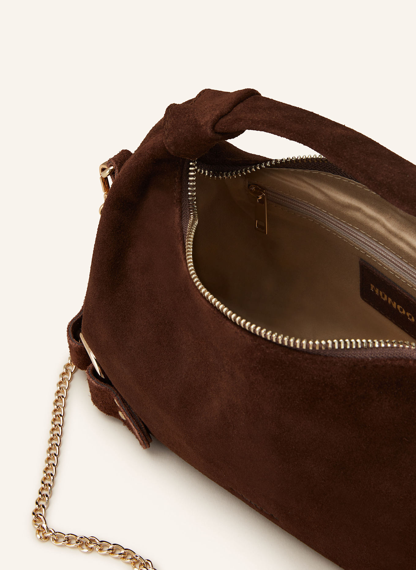 NÚNOO Kabelka přes rameno DANDY FRINGE: TMAVĚ HNĚDÁ