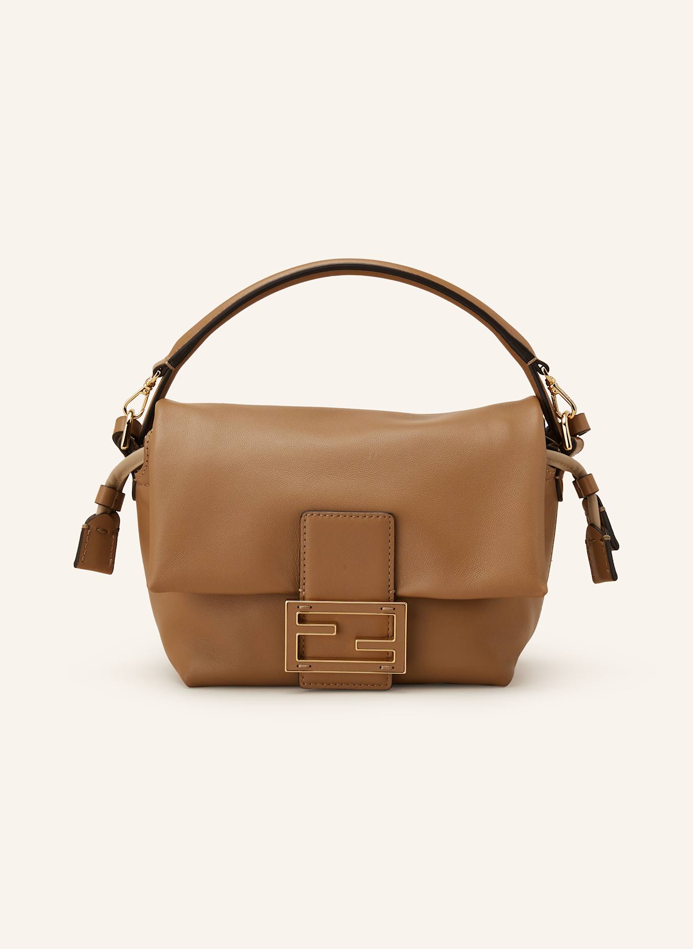 FENDI Schultertasche MAMMA BAGUETTE SMALL: HELLBRAUN