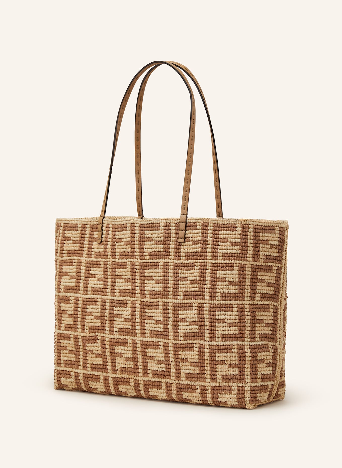 FENDI Shopper ROLL LARGE: GELB/ HELLBRAUN
