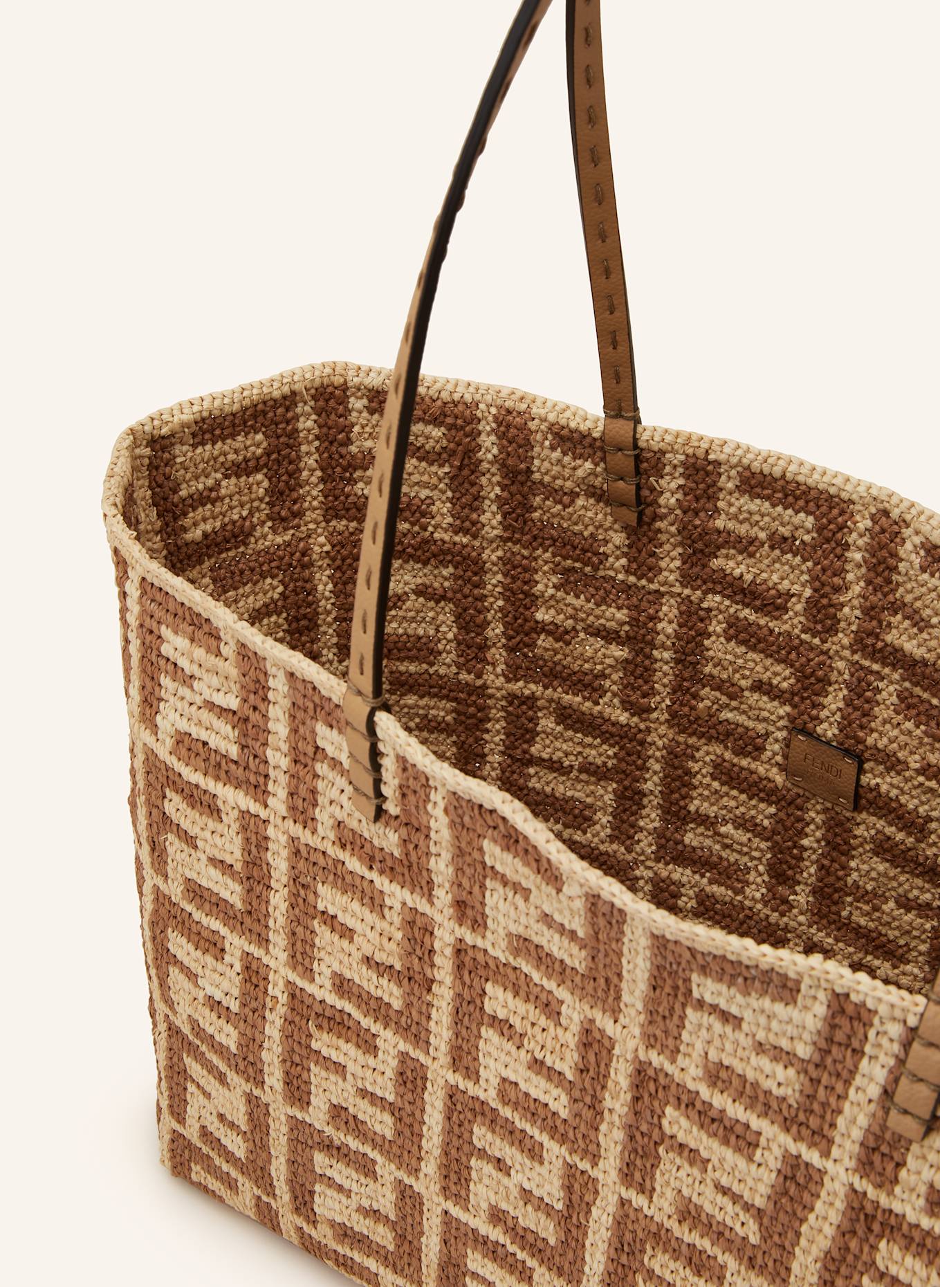 FENDI Shopper ROLL LARGE: GELB/ HELLBRAUN