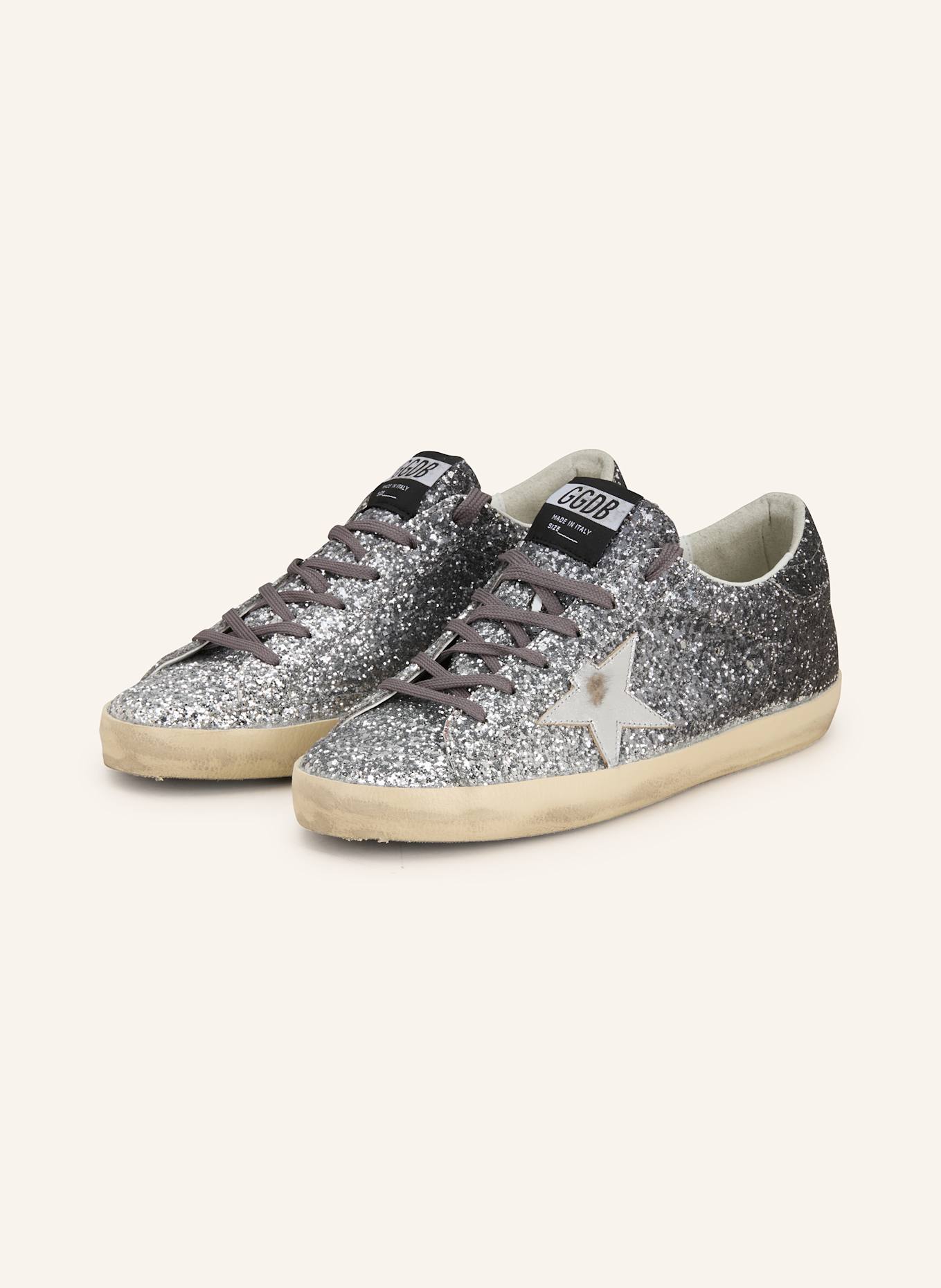 GOLDEN GOOSE Sneaker SUPER-STAR: SCHWARZ / SILBER
