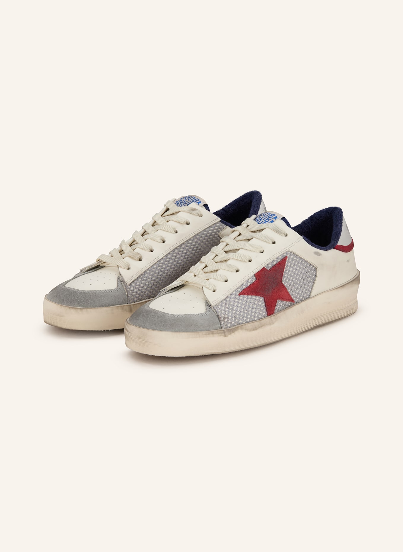 GOLDEN GOOSE Sneaker STARDAN: WEISS/ GRAU/ DUNKELROT