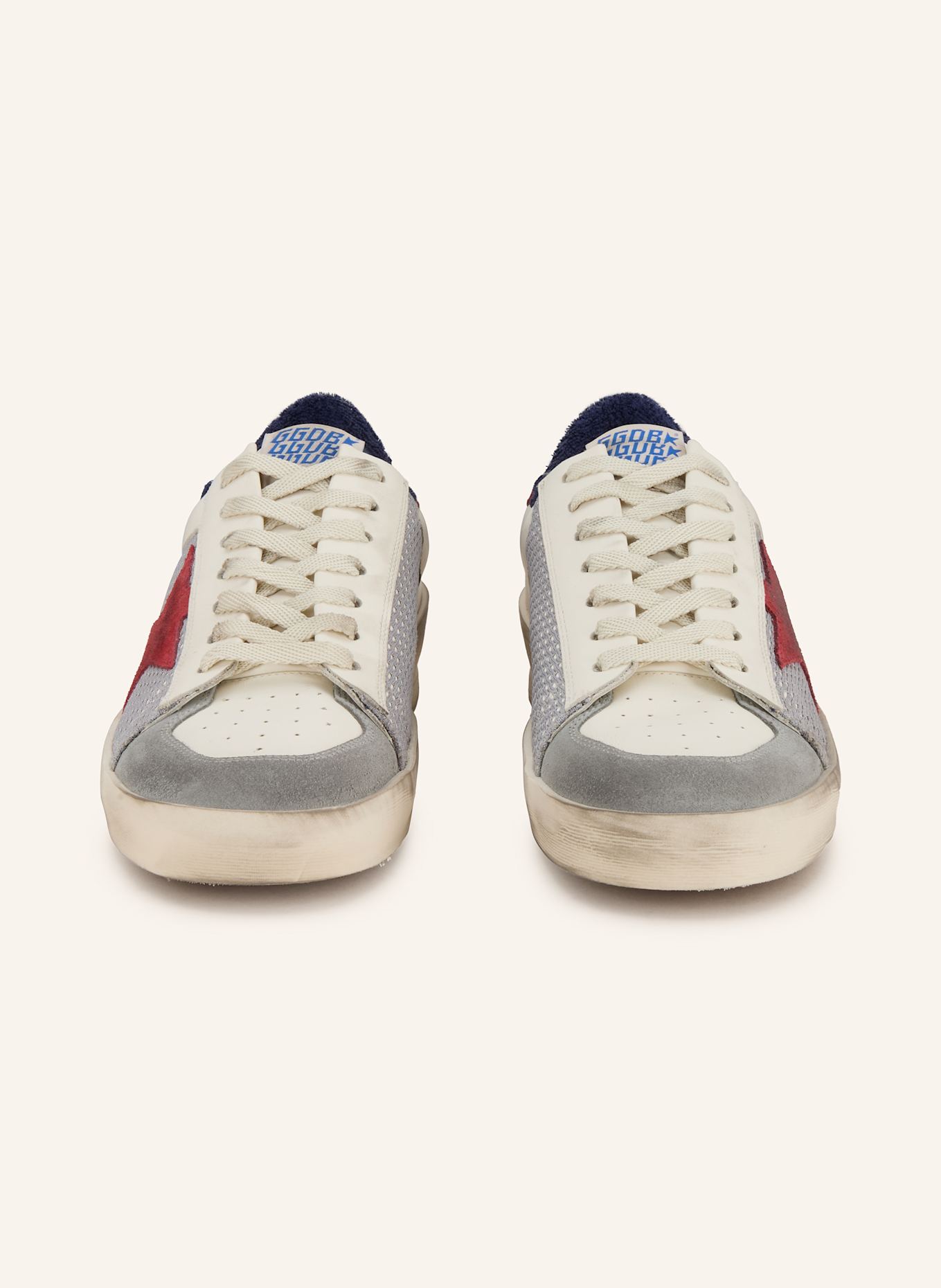 GOLDEN GOOSE Sneaker STARDAN: WEISS/ GRAU/ DUNKELROT