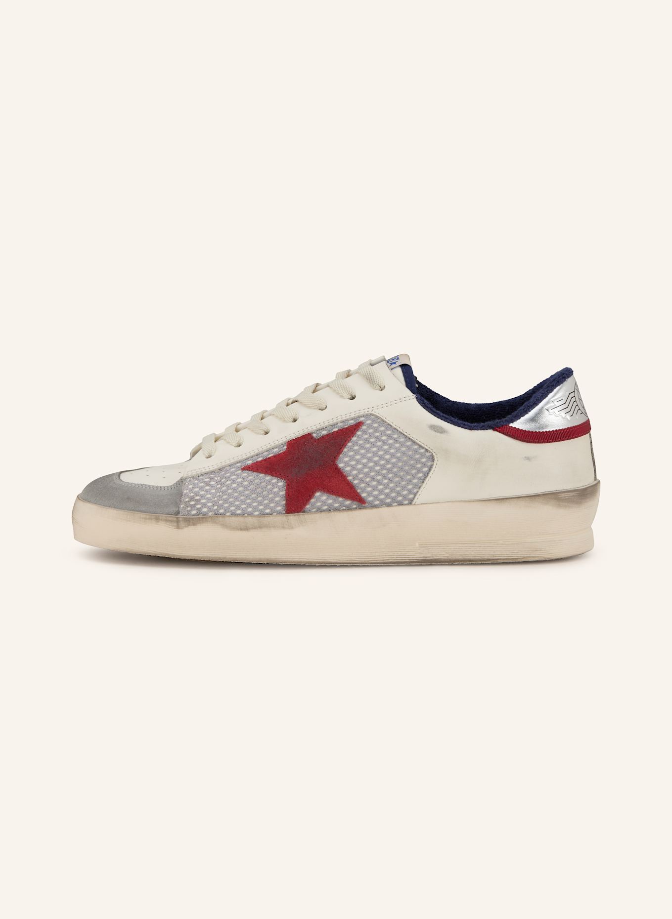 GOLDEN GOOSE Sneaker STARDAN: WEISS/ GRAU/ DUNKELROT