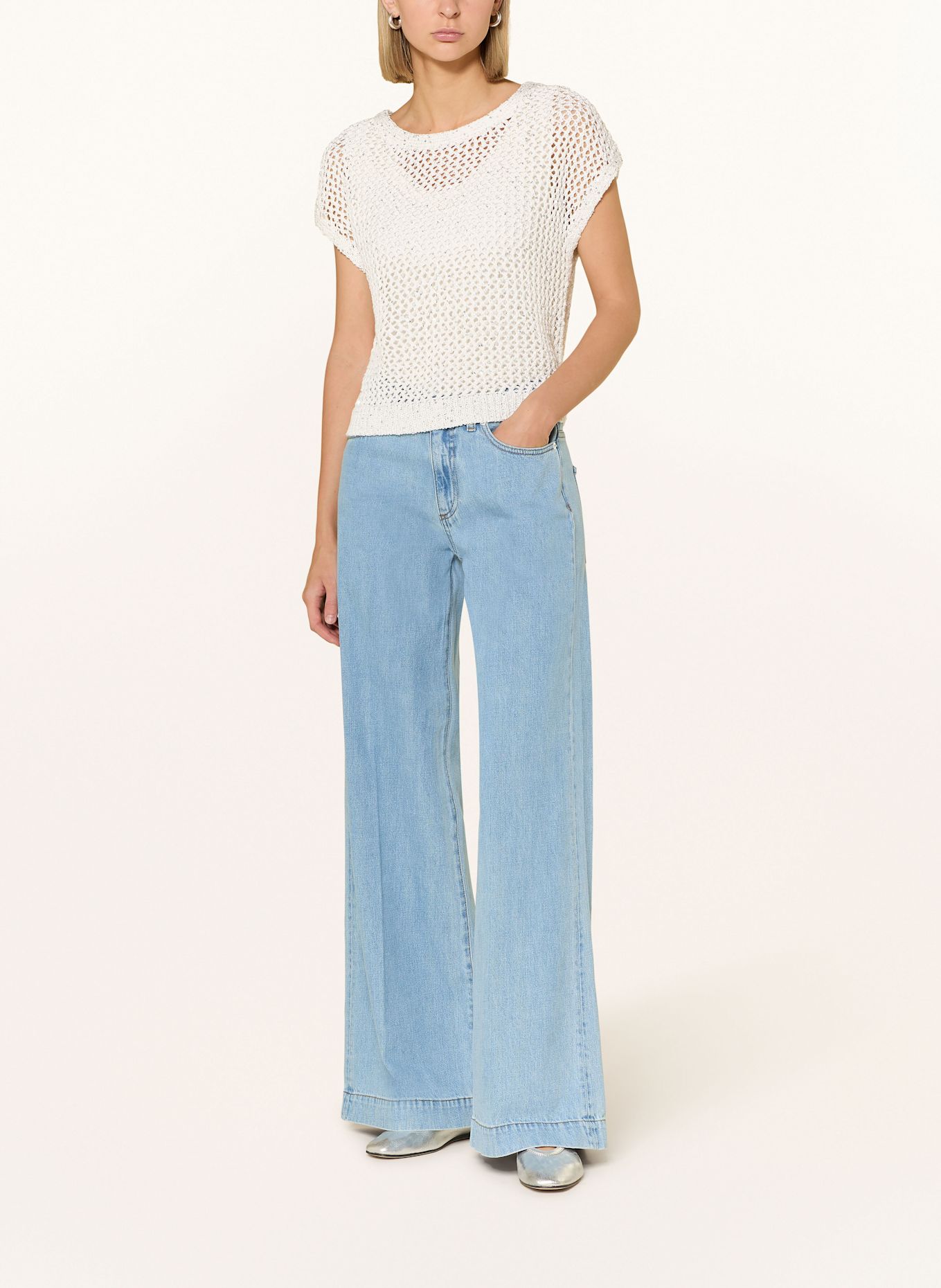 BETTY&CO Pullunder mit Pailletten: WEISS / SILBER