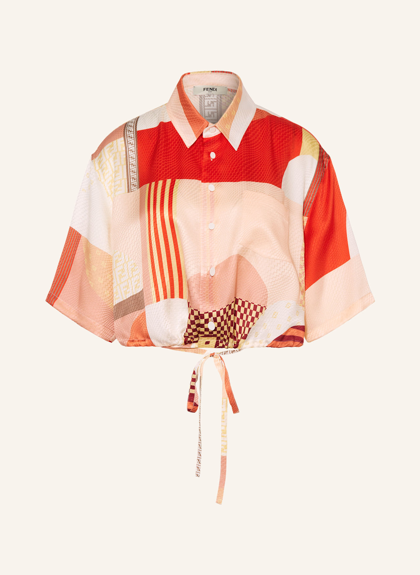 FENDI Hemdbluse aus Seide: ROT / ROSÉ / GELB