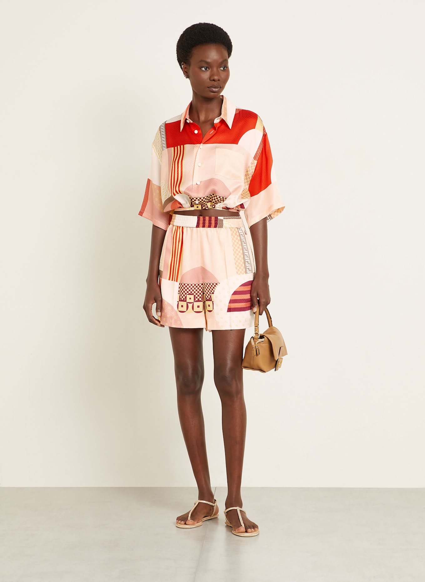 FENDI Hemdbluse aus Seide: ROT / ROSÉ / GELB