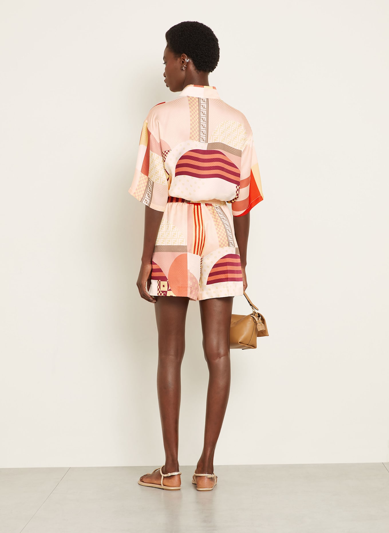 FENDI Hemdbluse aus Seide: ROT / ROSÉ / GELB