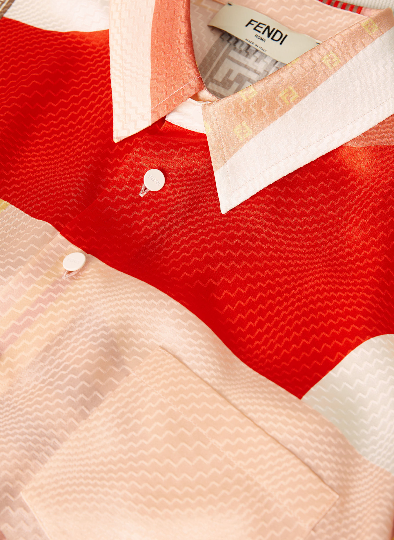 FENDI Hemdbluse aus Seide: ROT / ROSÉ / GELB