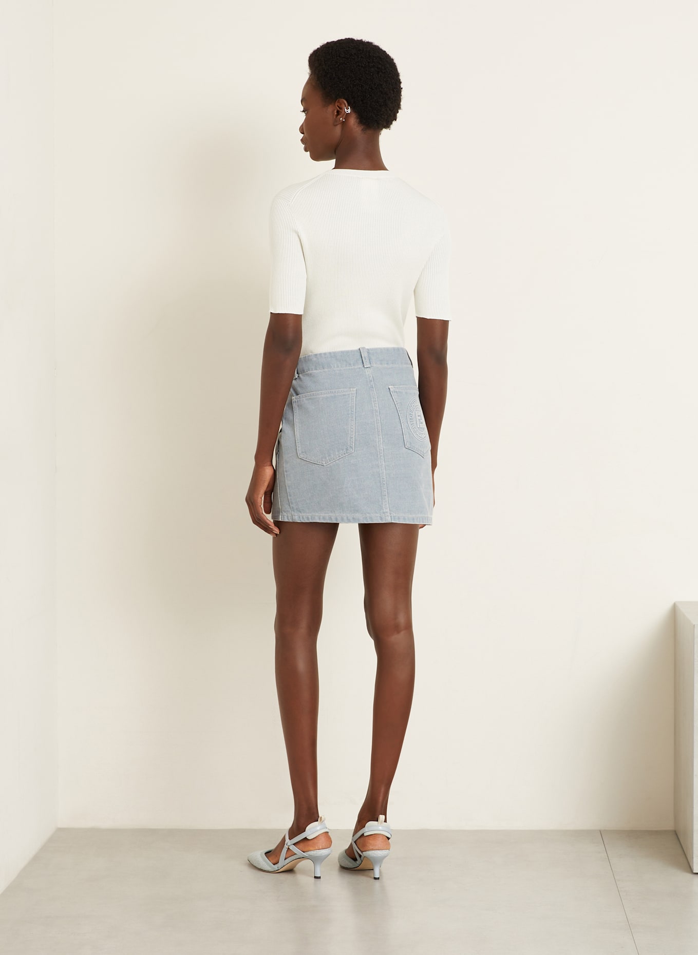 FENDI Strickshirt mit Seide: ECRU