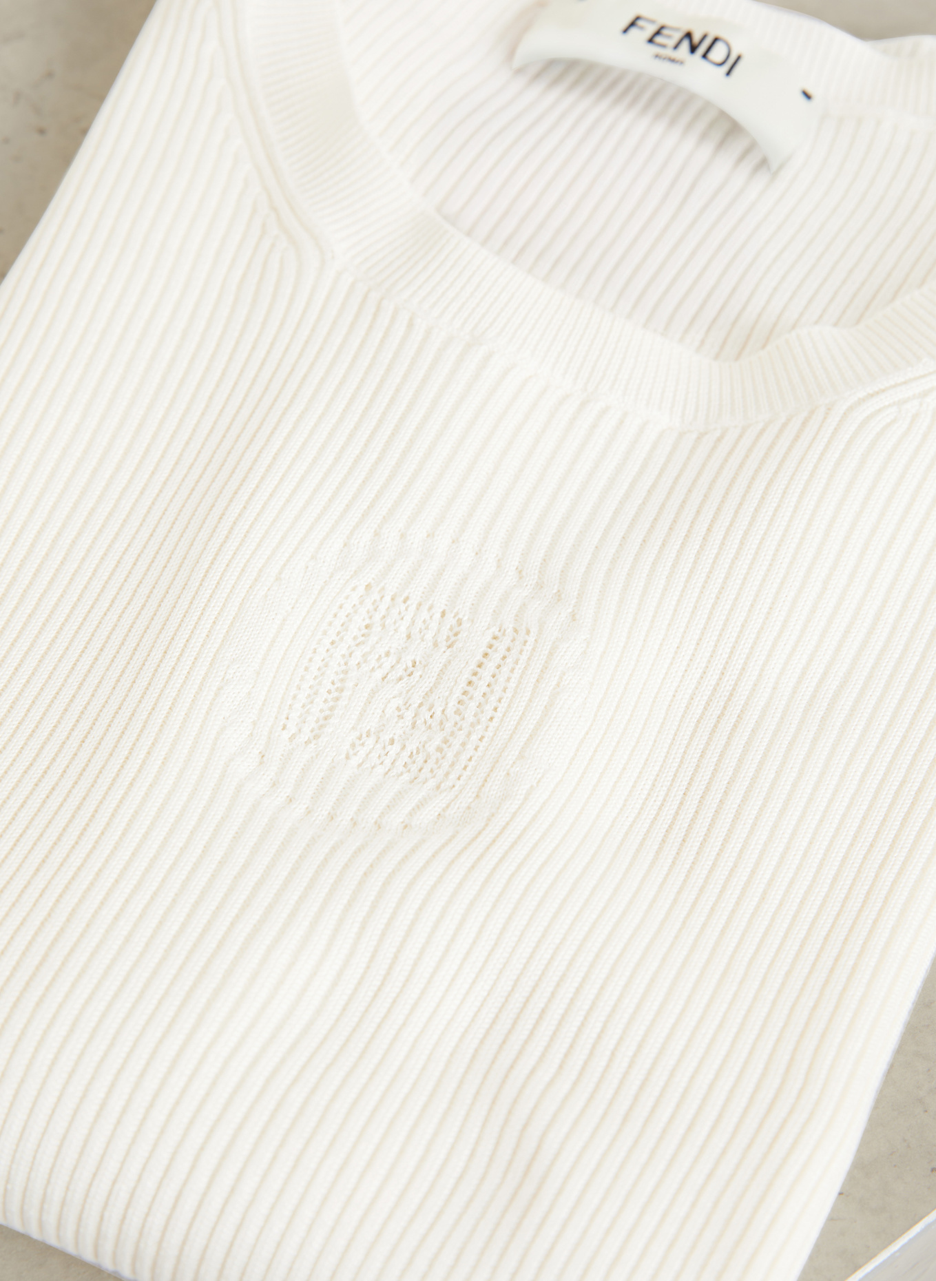 FENDI Strickshirt mit Seide: ECRU