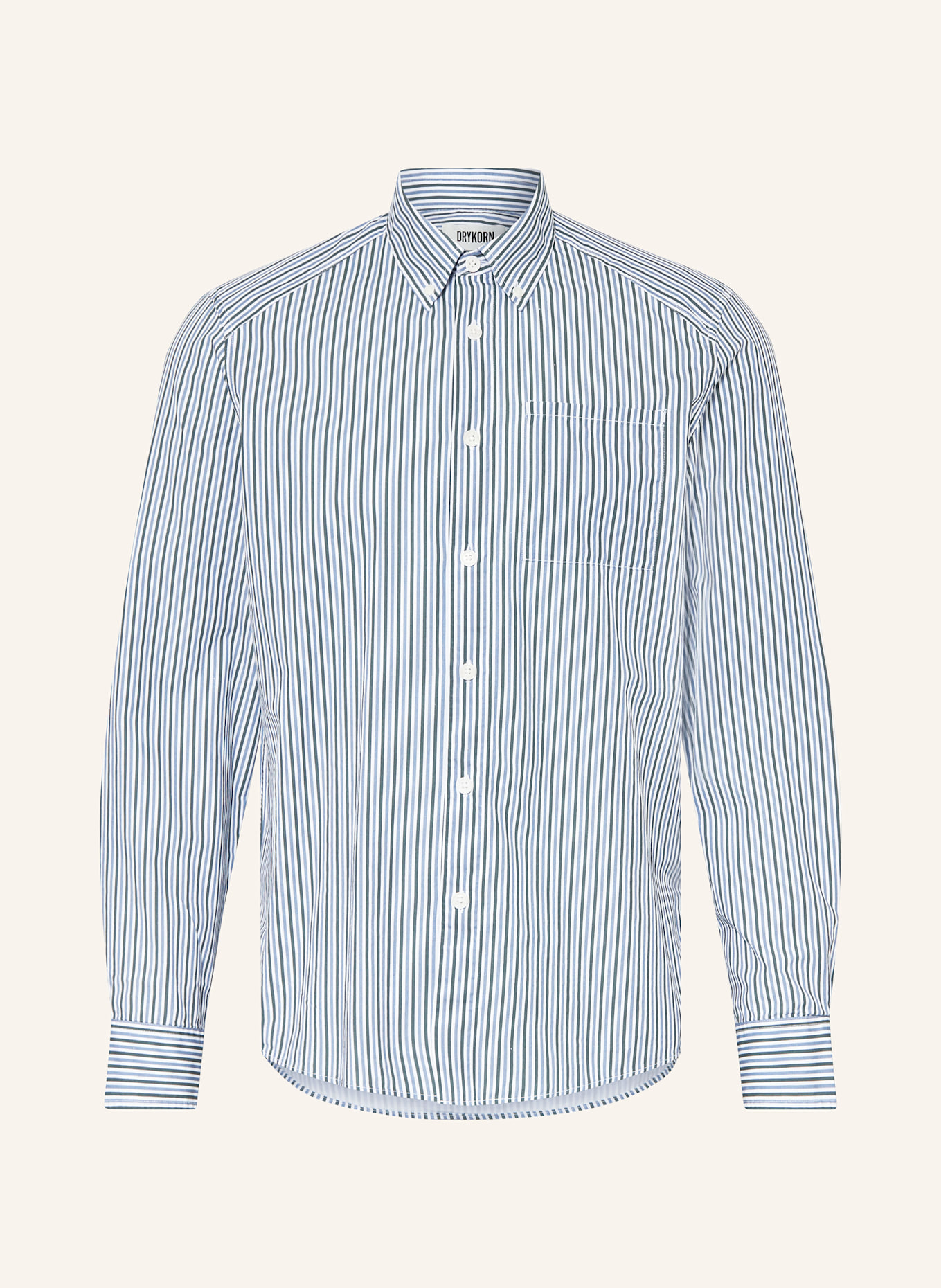 DRYKORN Hemd LIET Comfort Fit: DUNKELGRÜN/ BLAUGRAU
