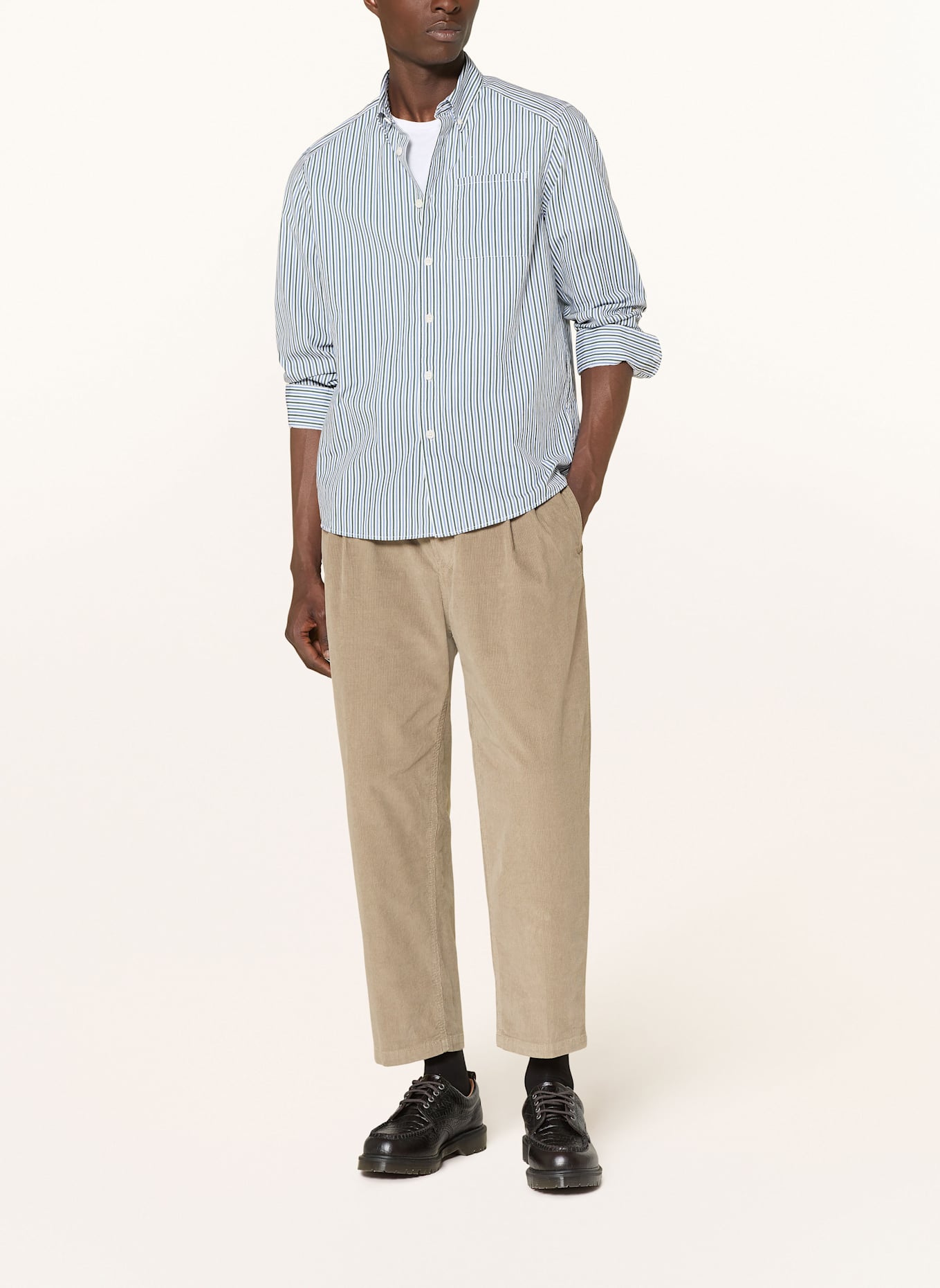 DRYKORN Hemd LIET Comfort Fit: DUNKELGRÜN/ BLAUGRAU