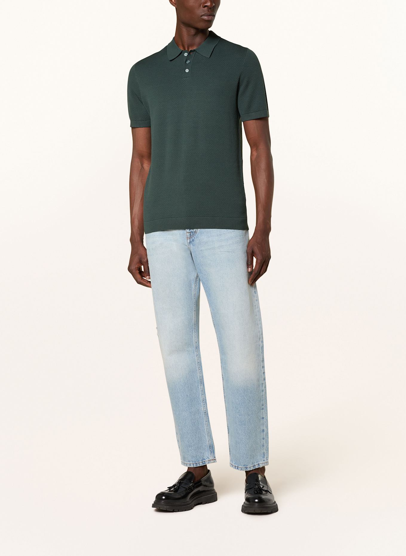 DRYKORN Strick-Poloshirt TRITON Regular Fit: DUNKELGRÜN