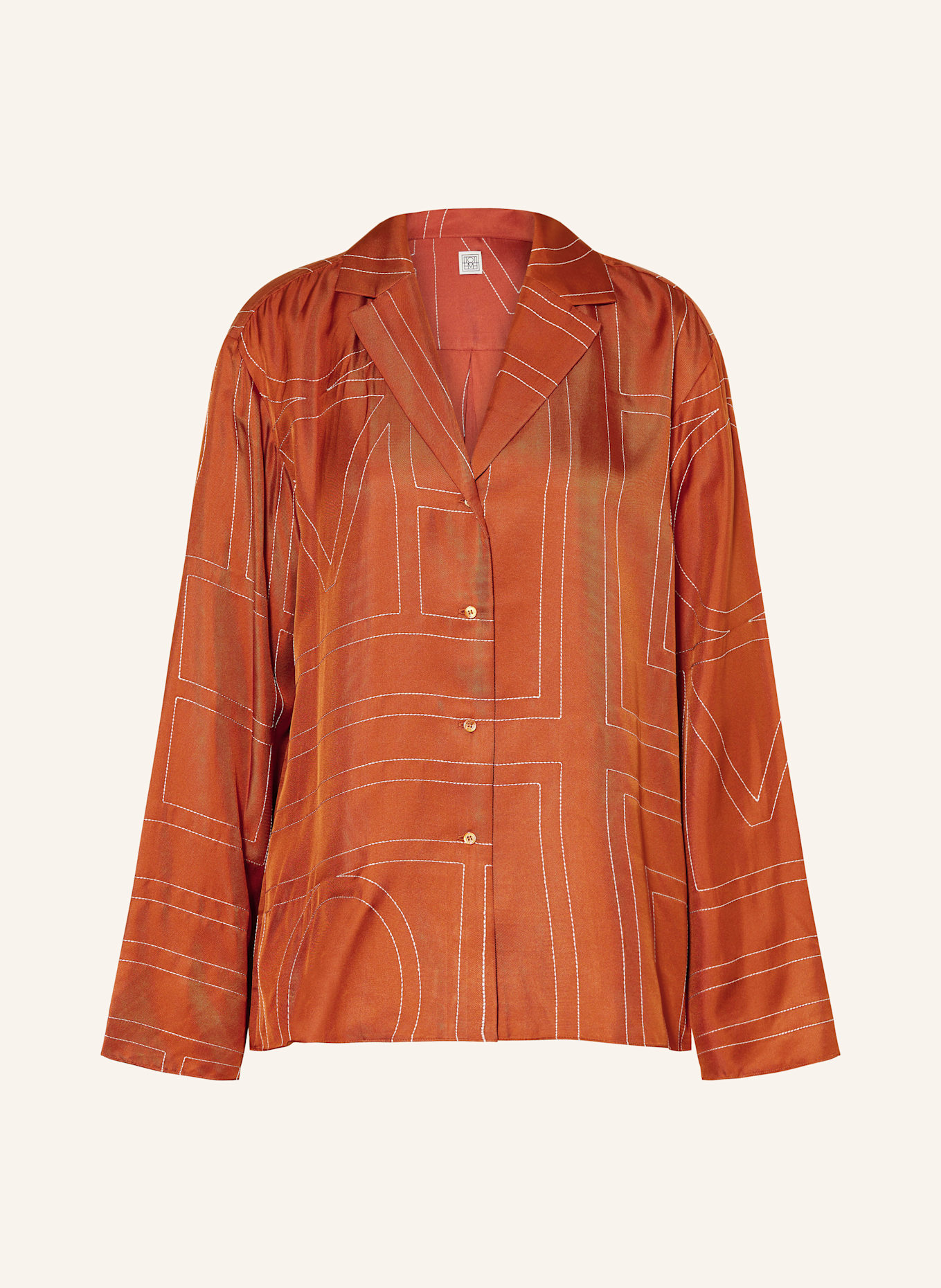 TOTEME Seidenbluse: DUNKELORANGE / WEISS
