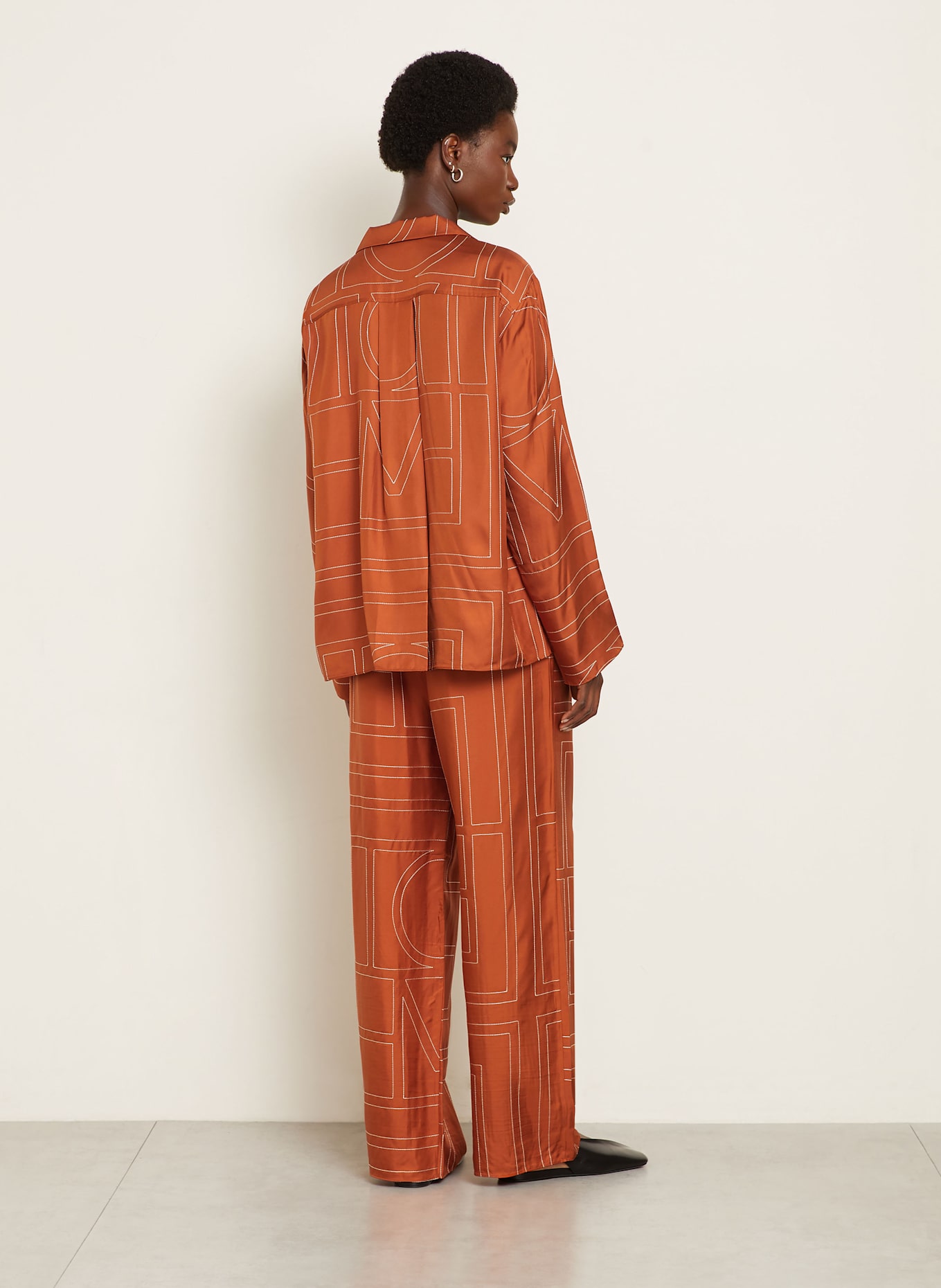 TOTEME Seidenbluse: DUNKELORANGE / WEISS