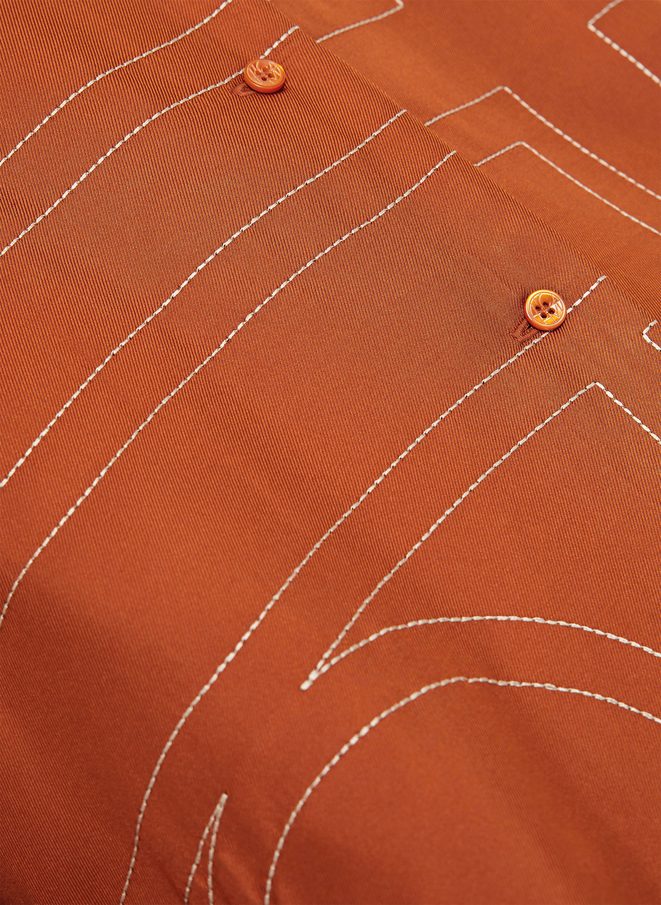 TOTEME Seidenbluse: DUNKELORANGE / WEISS