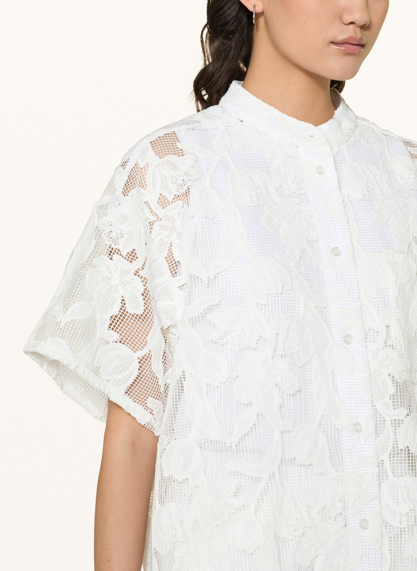 ESSENTIEL ANTWERP Hemdbluse HOK aus Lochspitze: WEISS