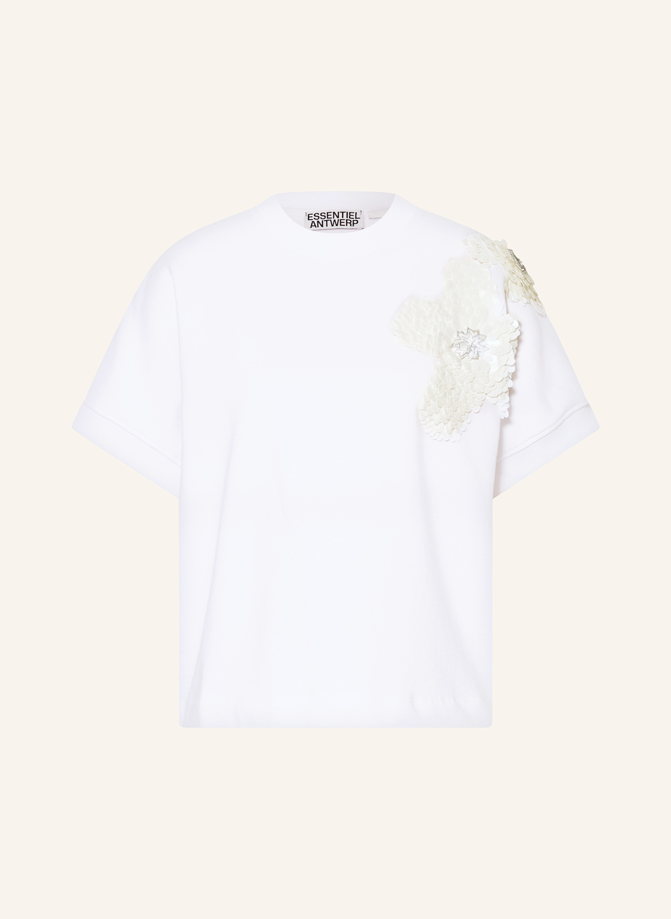 ESSENTIEL ANTWERP Mikina HINOUI s flitry: BÍLÁ