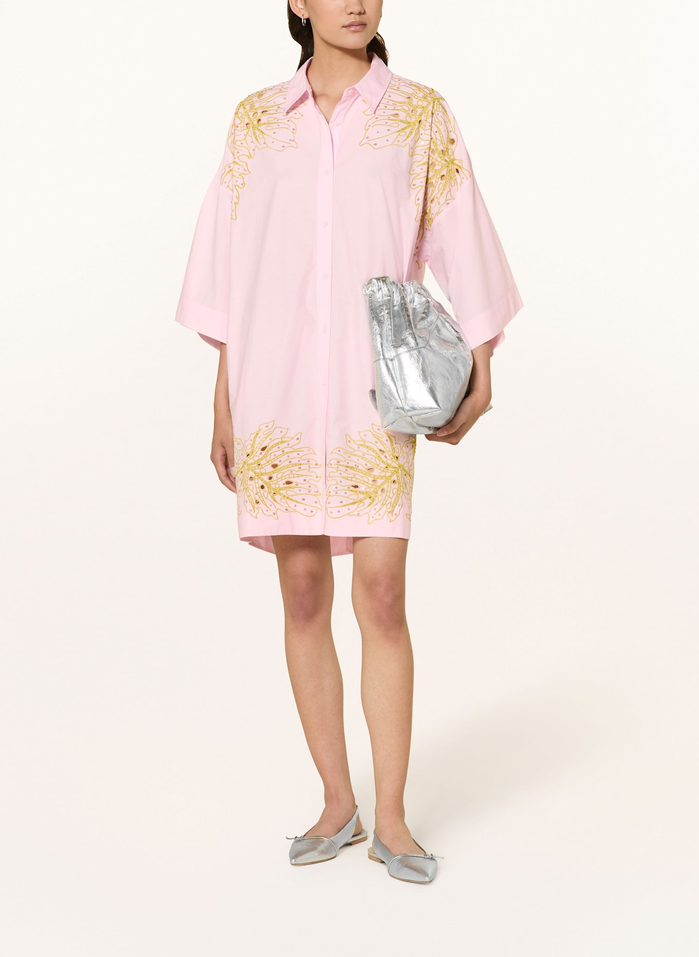 ESSENTIEL ANTWERP Hemdblusenkleid HONTANA mit Pailletten: PINK / HELLGRÜN