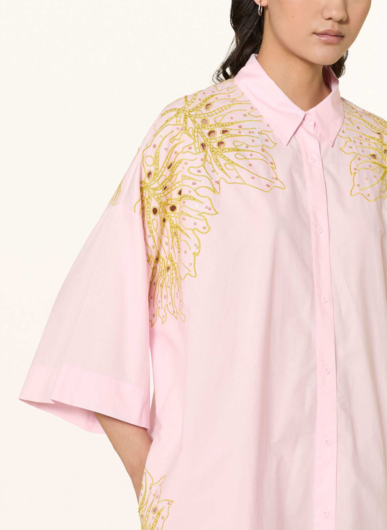 ESSENTIEL ANTWERP Hemdblusenkleid HONTANA mit Pailletten: PINK / HELLGRÜN