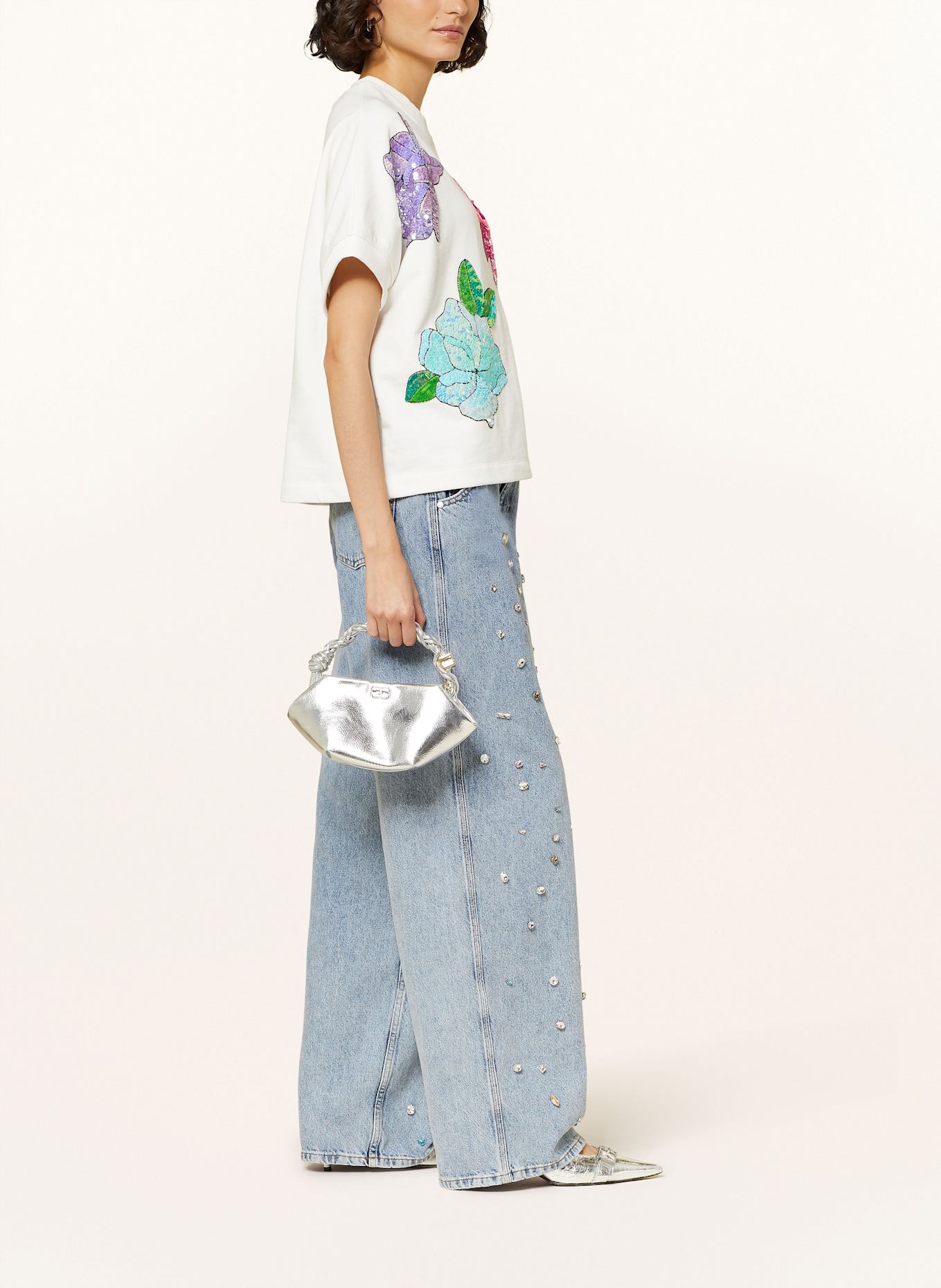 ESSENTIEL ANTWERP Wide Leg Jeans HIGG mit Schmucksteinen: LB09 Lake Blue