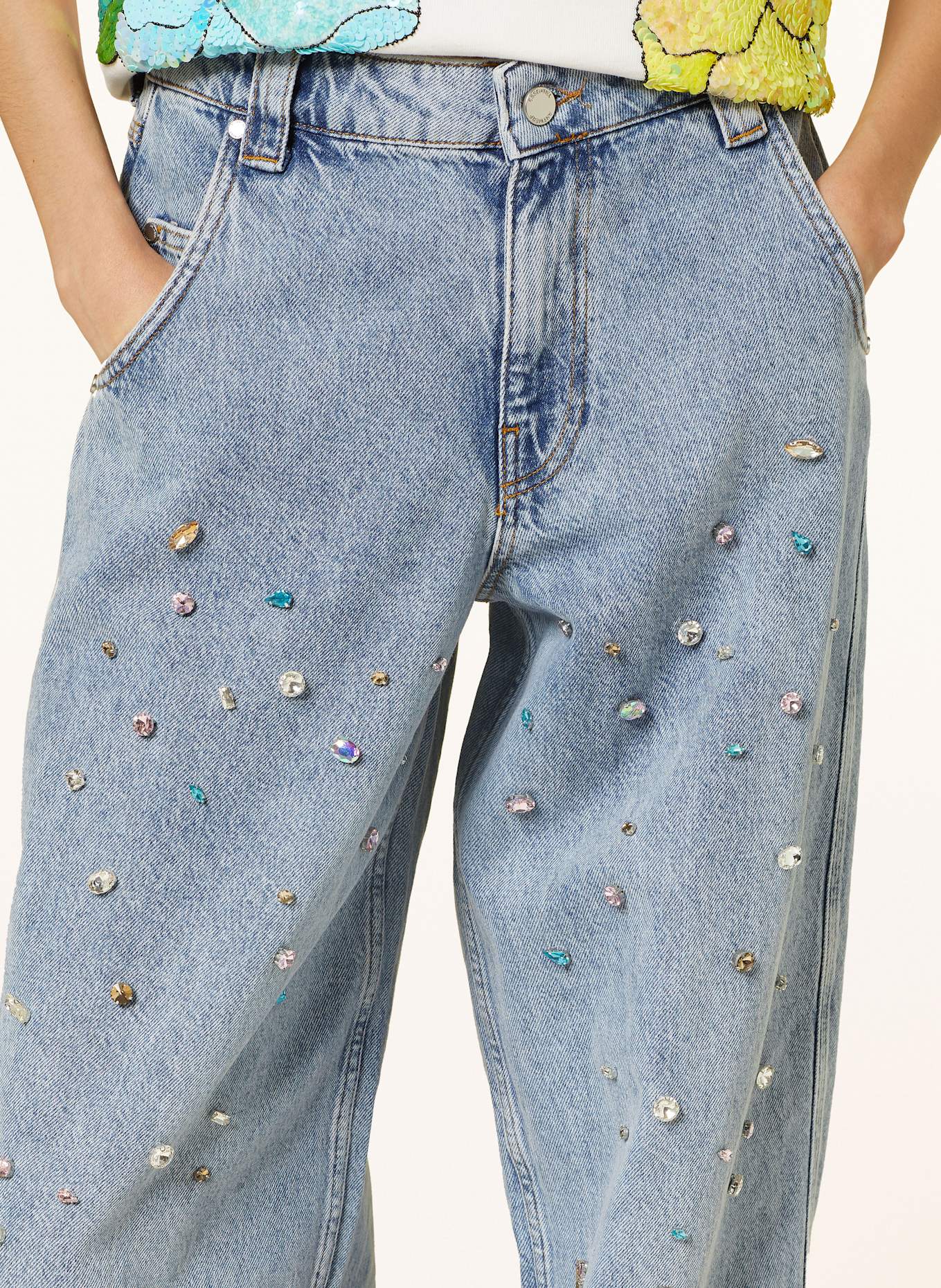 ESSENTIEL ANTWERP Wide Leg Jeans HIGG mit Schmucksteinen: LB09 Lake Blue