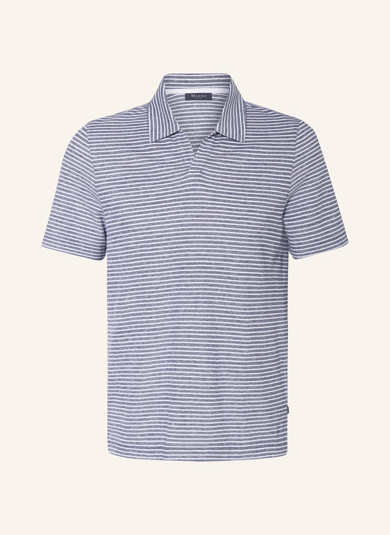 MAERZ MUENCHEN Žerzejová polokošile Regular Fit: BÍLÁ / TMAVĚ MODRÁ