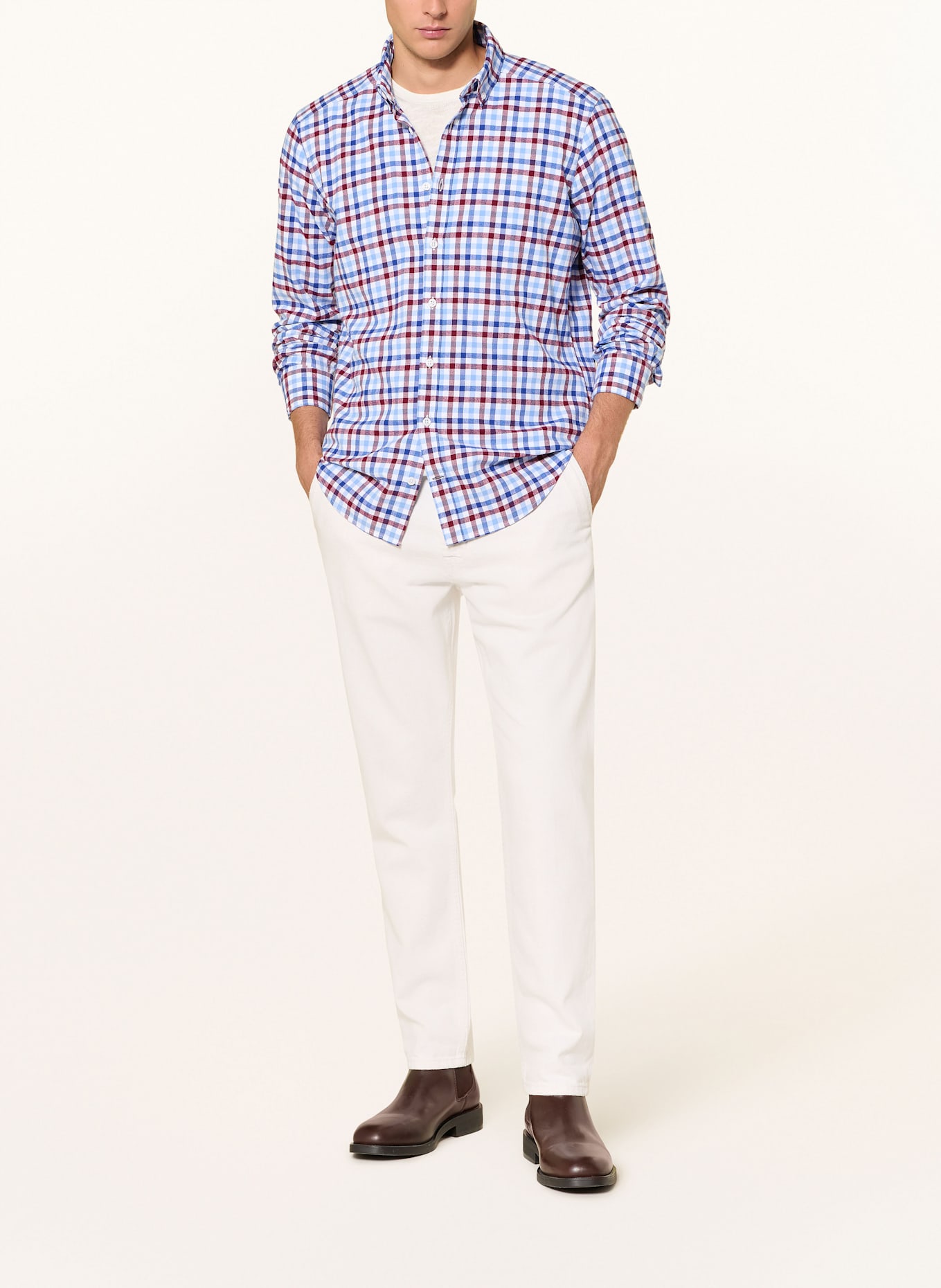 STROKESMAN'S Hemd Regular Fit: BLAU / HELLBLAU / DUNKELROT